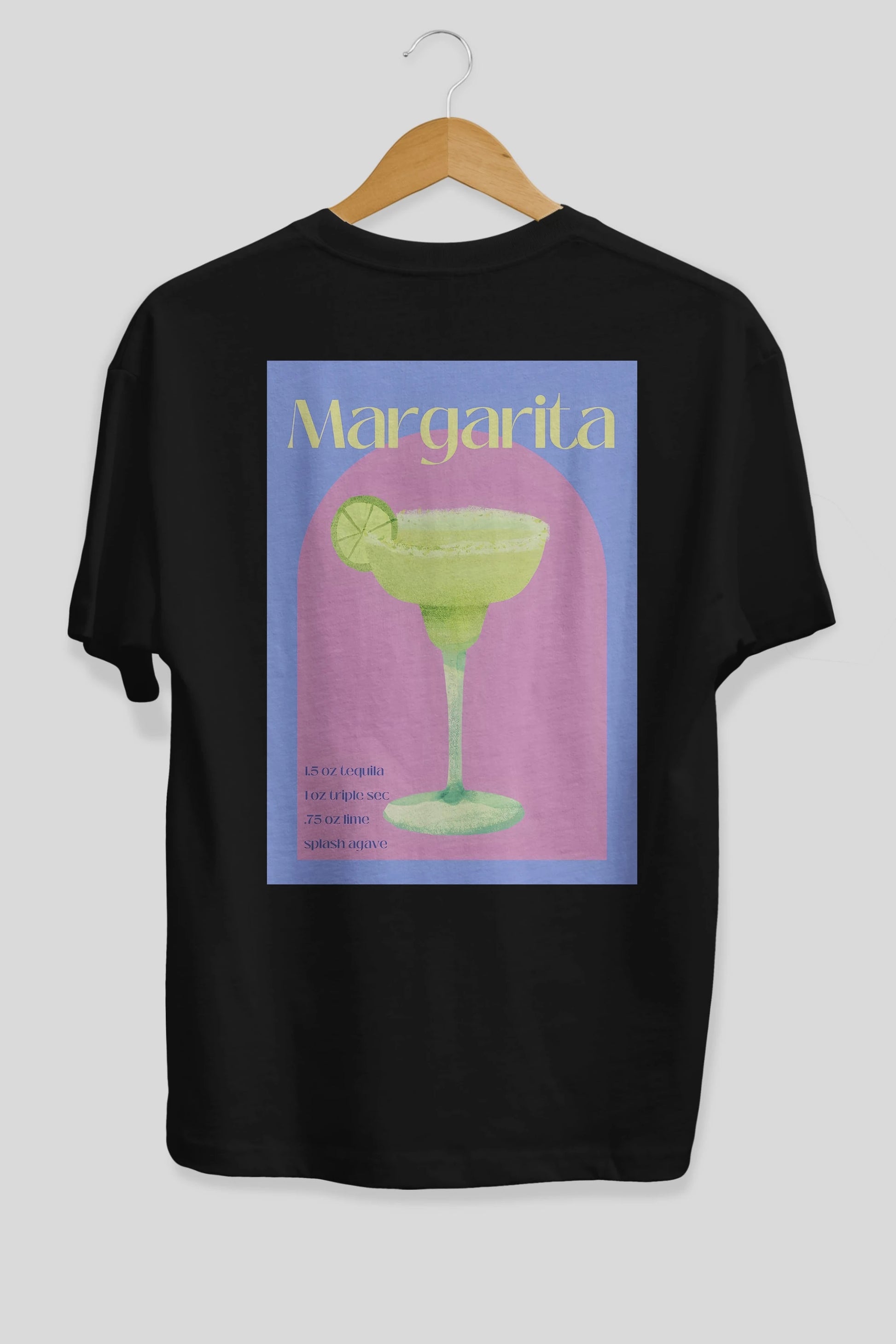 Margarita 6 Arka Baskılı Oversize t-shirt Erkek Kadın Unisex %100 Pamuk Bisiklet Yaka tişort