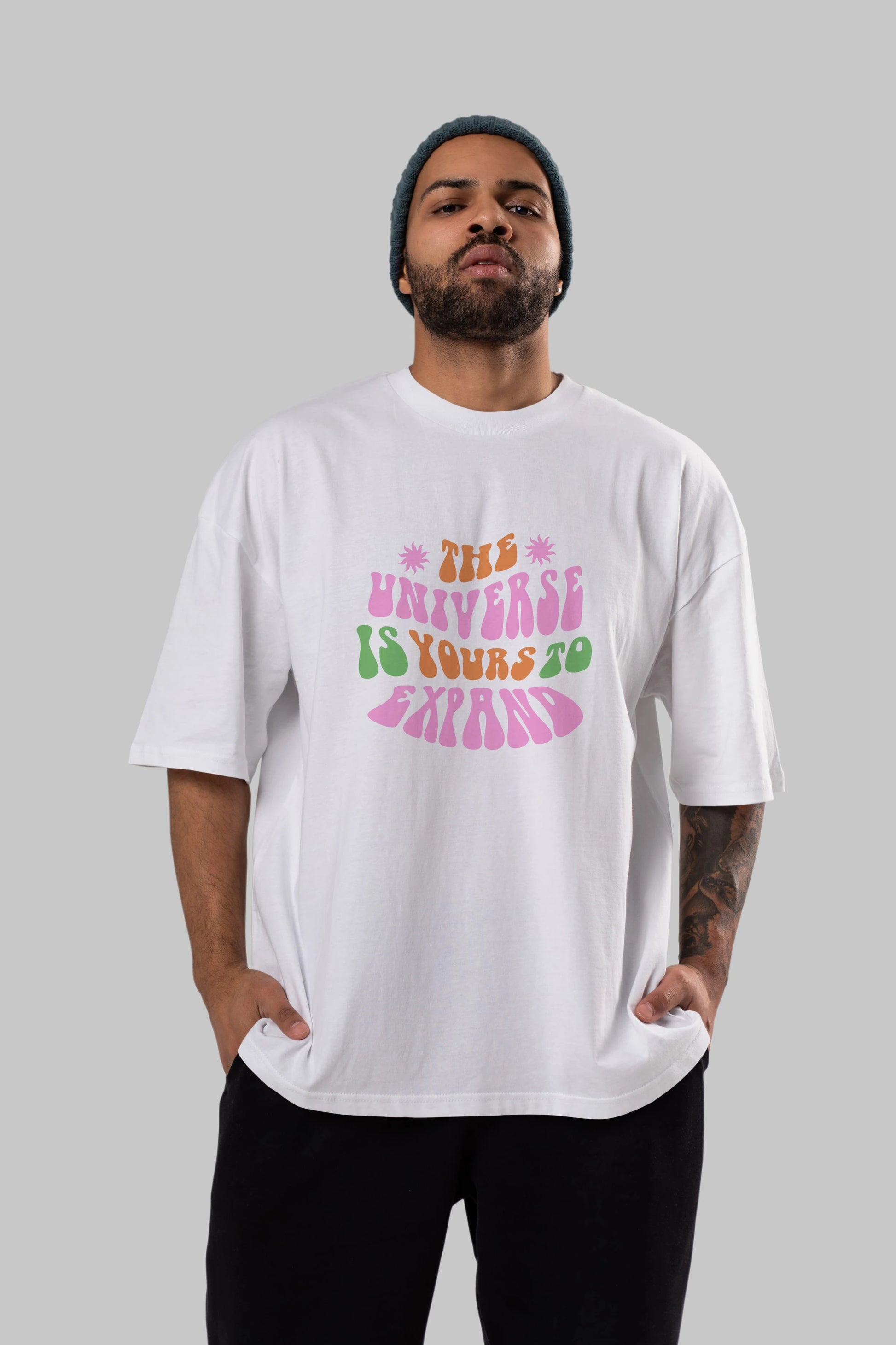 The Universe is Yours Yazılı Ön Baskılı Oversize t-shirt Erkek Kadın Unisex