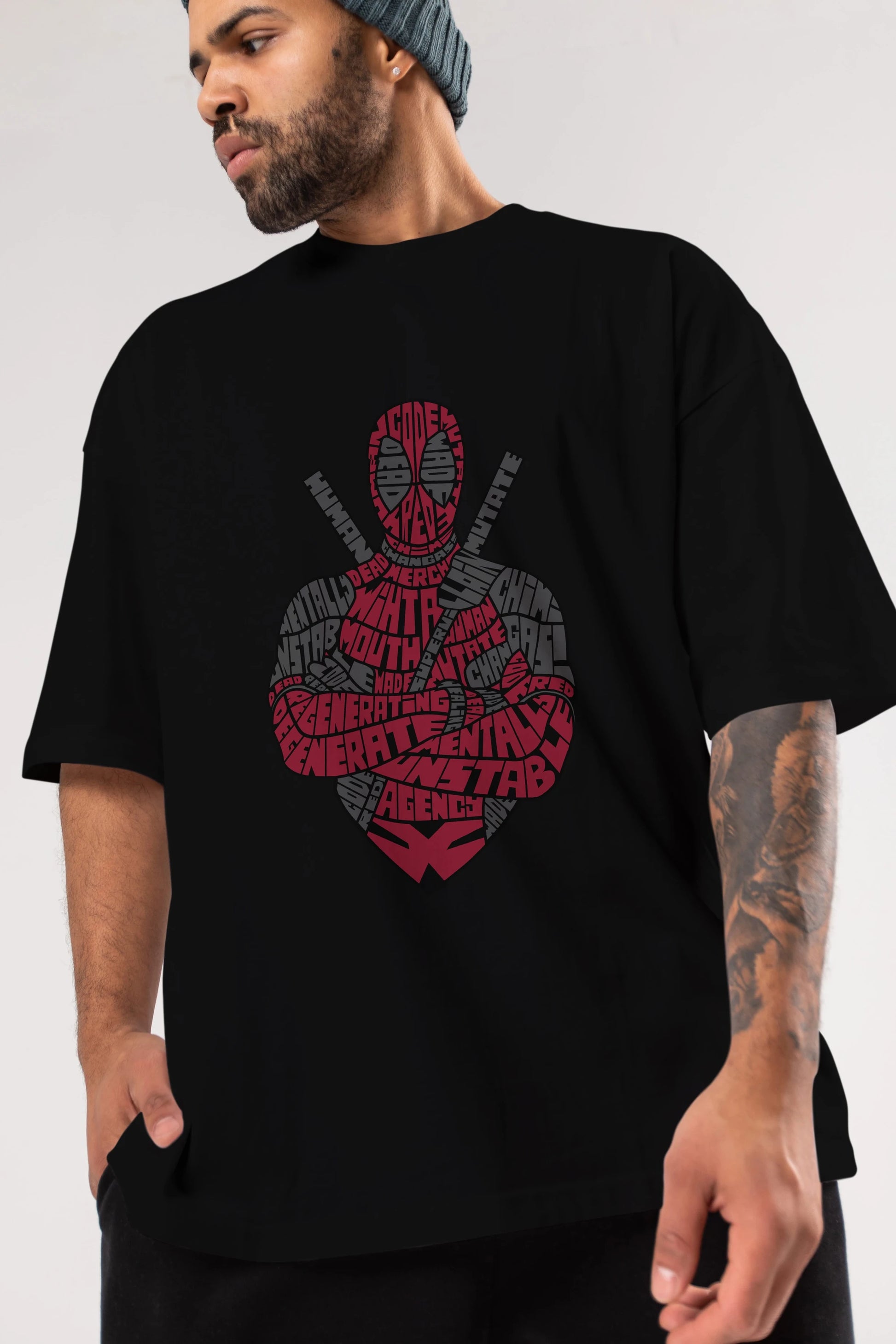 Dead Red Ön Baskılı Oversize t-shirt %100 pamuk Erkek Kadın Unisex