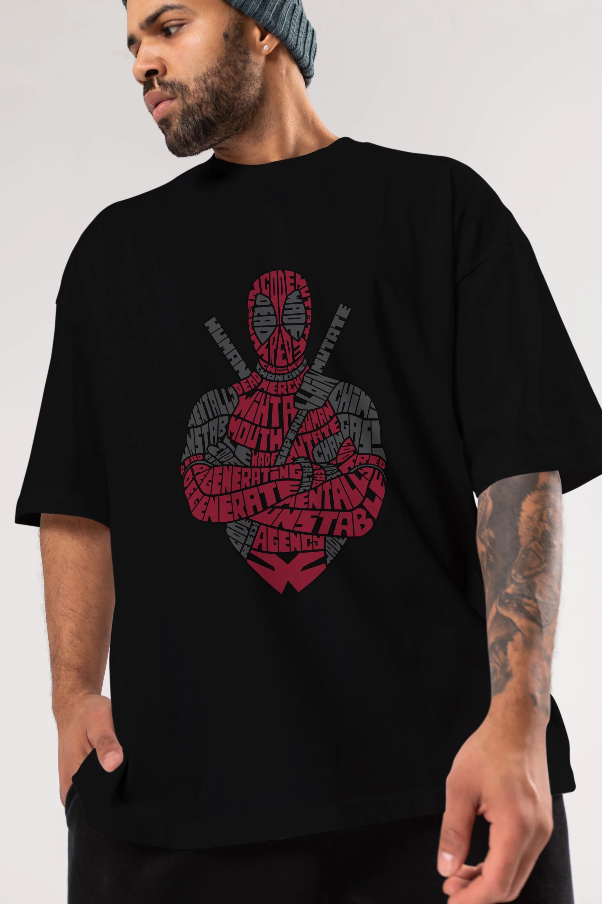 Dead Red Ön Baskılı Oversize t-shirt %100 pamuk Erkek Kadın Unisex