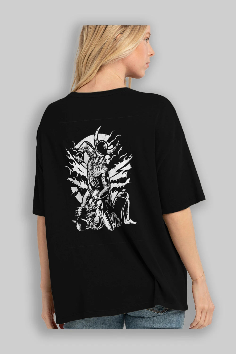 Viking MMA Fighter Arka Baskılı Oversize t-shirt Erkek Kadın Unisex %100 Pamuk
