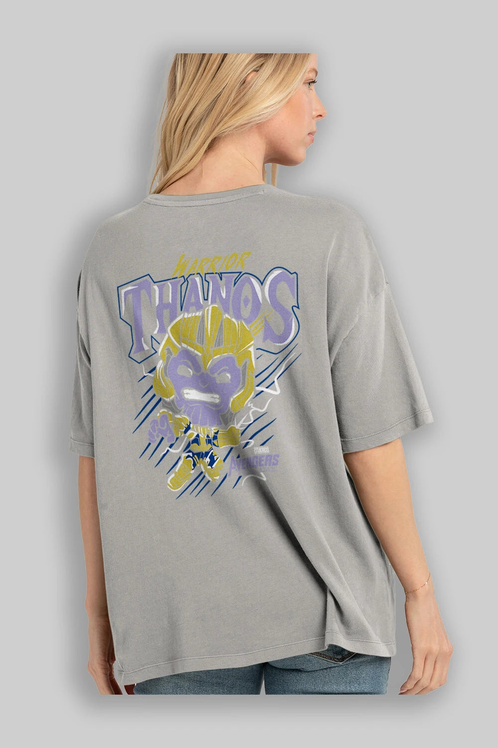 Thanos (2) Arka Baskılı Oversize t-shirt Erkek Kadın Unisex %100 Pamuk Bisiklet Yaka tişort