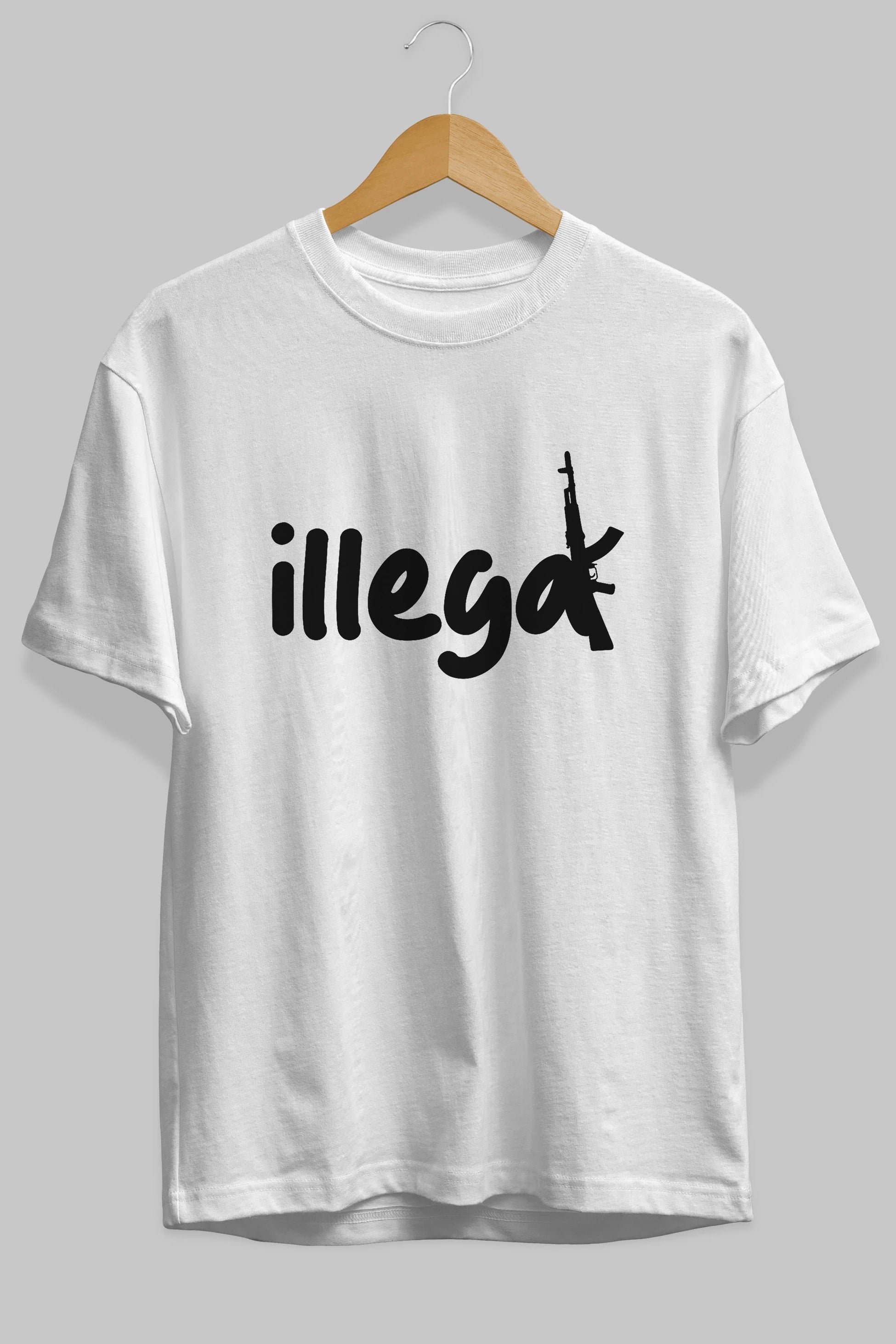 illegal Ön Baskılı Oversize t-shirt %100 pamuk Erkek Kadın Unisex