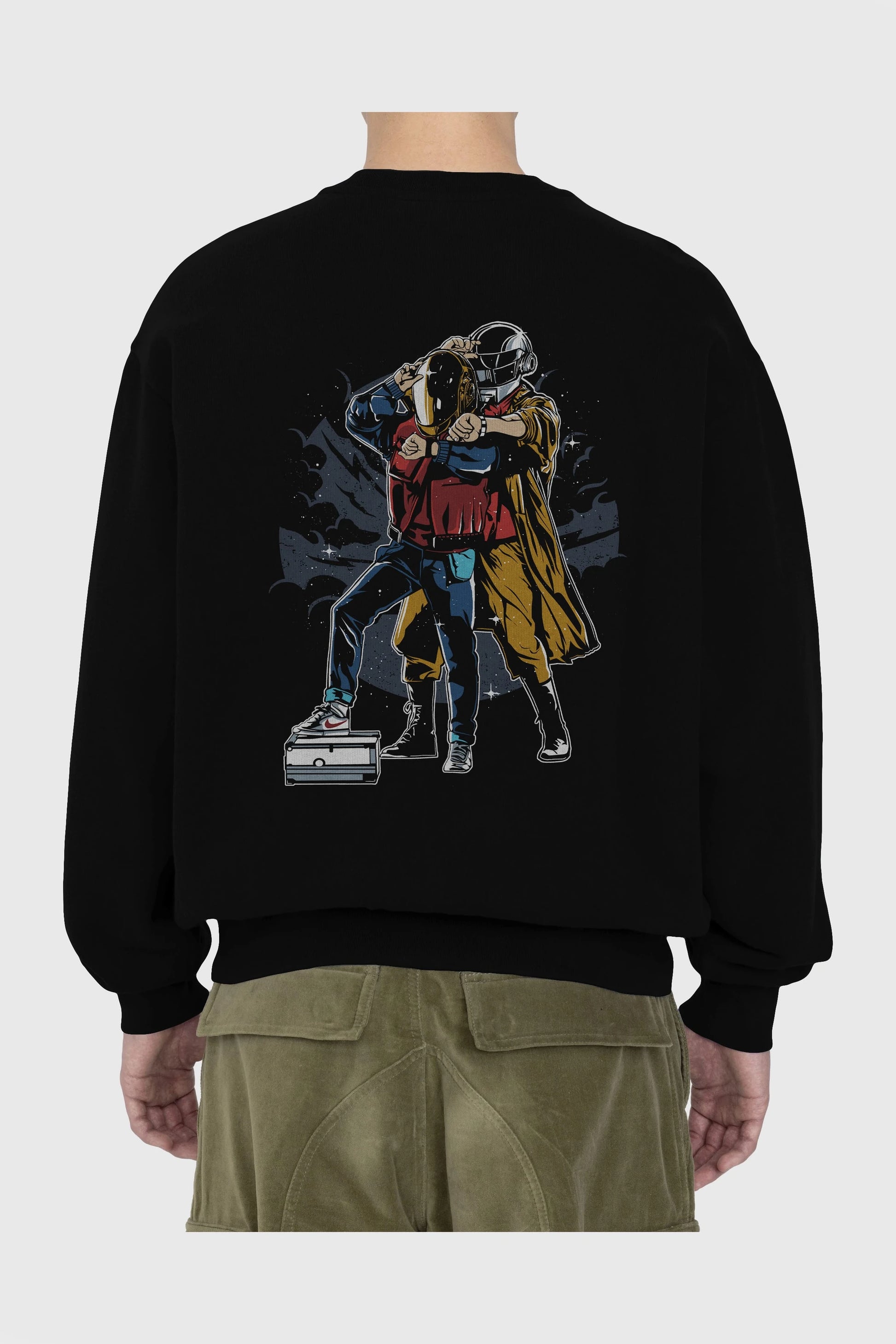 Back To The Beat Arka Baskılı Oversize Sweatshirt Erkek Kadın Unisex
