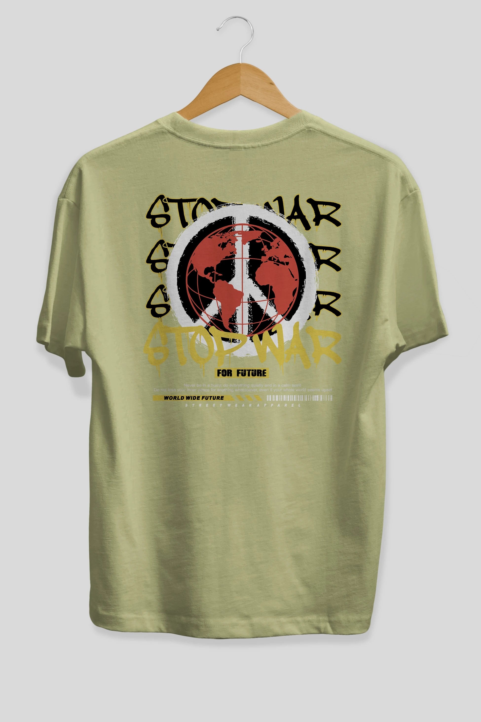 Stop War for Future Arka Baskılı Oversize t-shirt Erkek Kadın Unisex