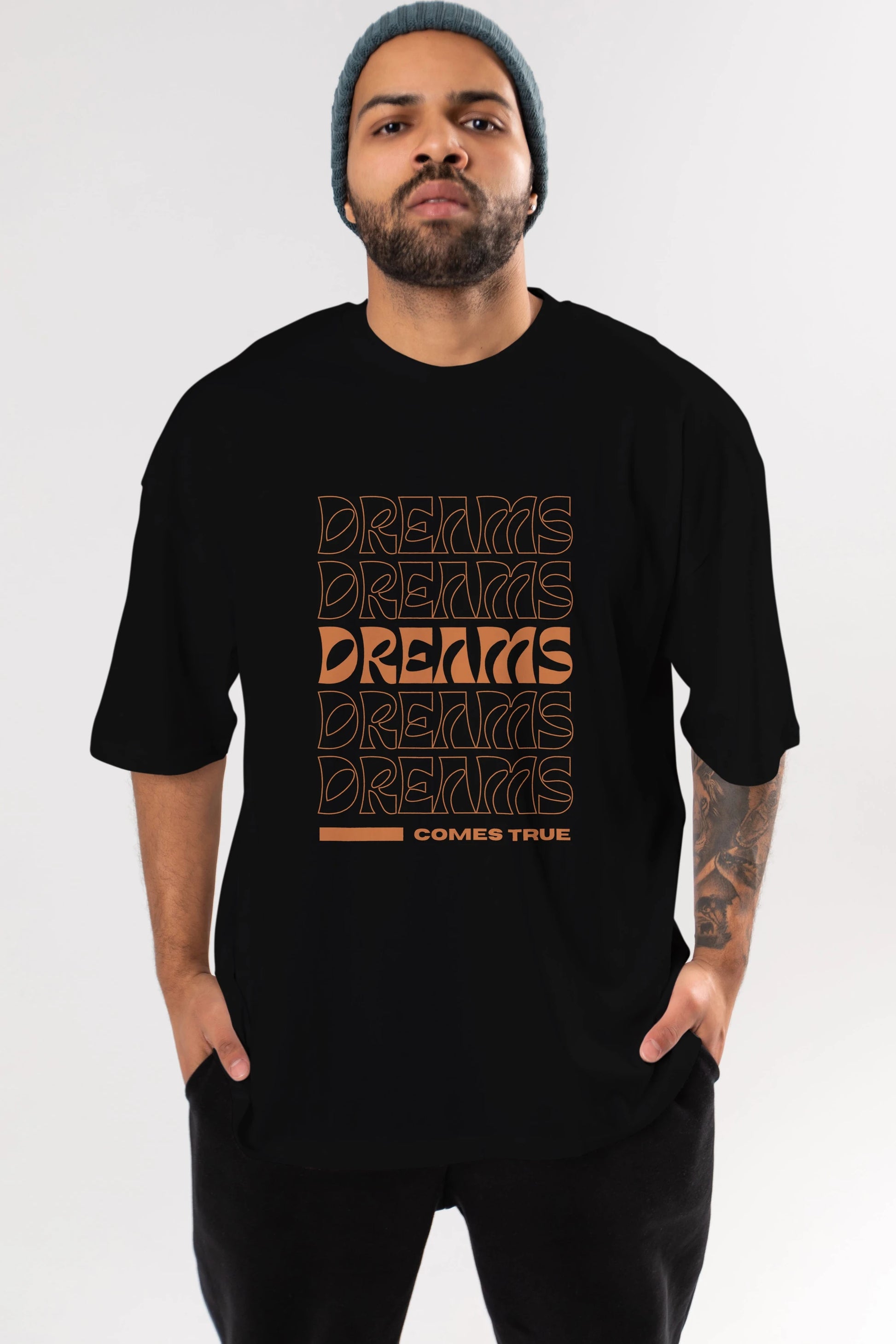 Dreams Yazılı Ön Baskılı Oversize t-shirt Erkek Kadın Unisex