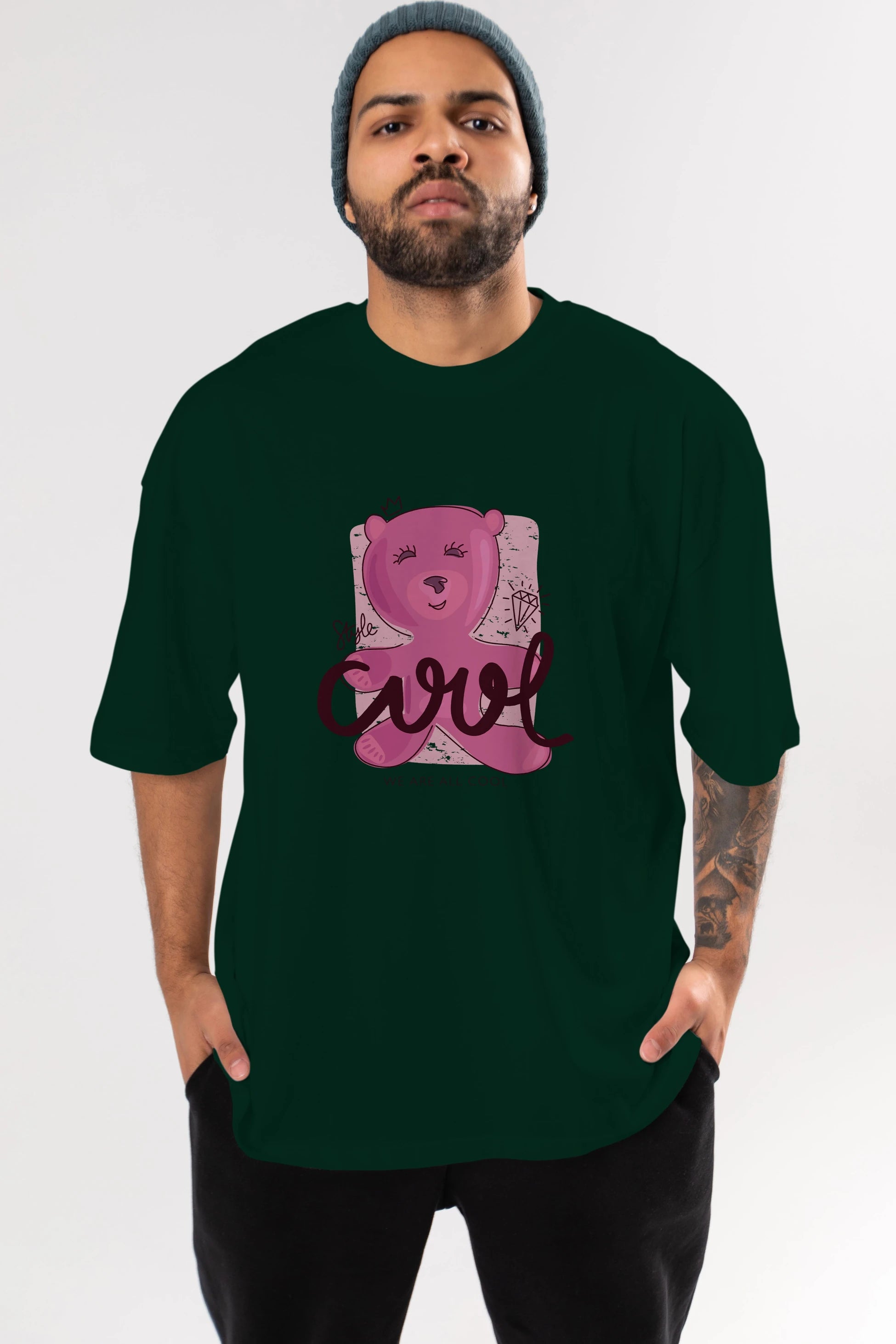 Cool Style Bear Ön Baskılı Oversize t-shirt Erkek Kadın Unisex