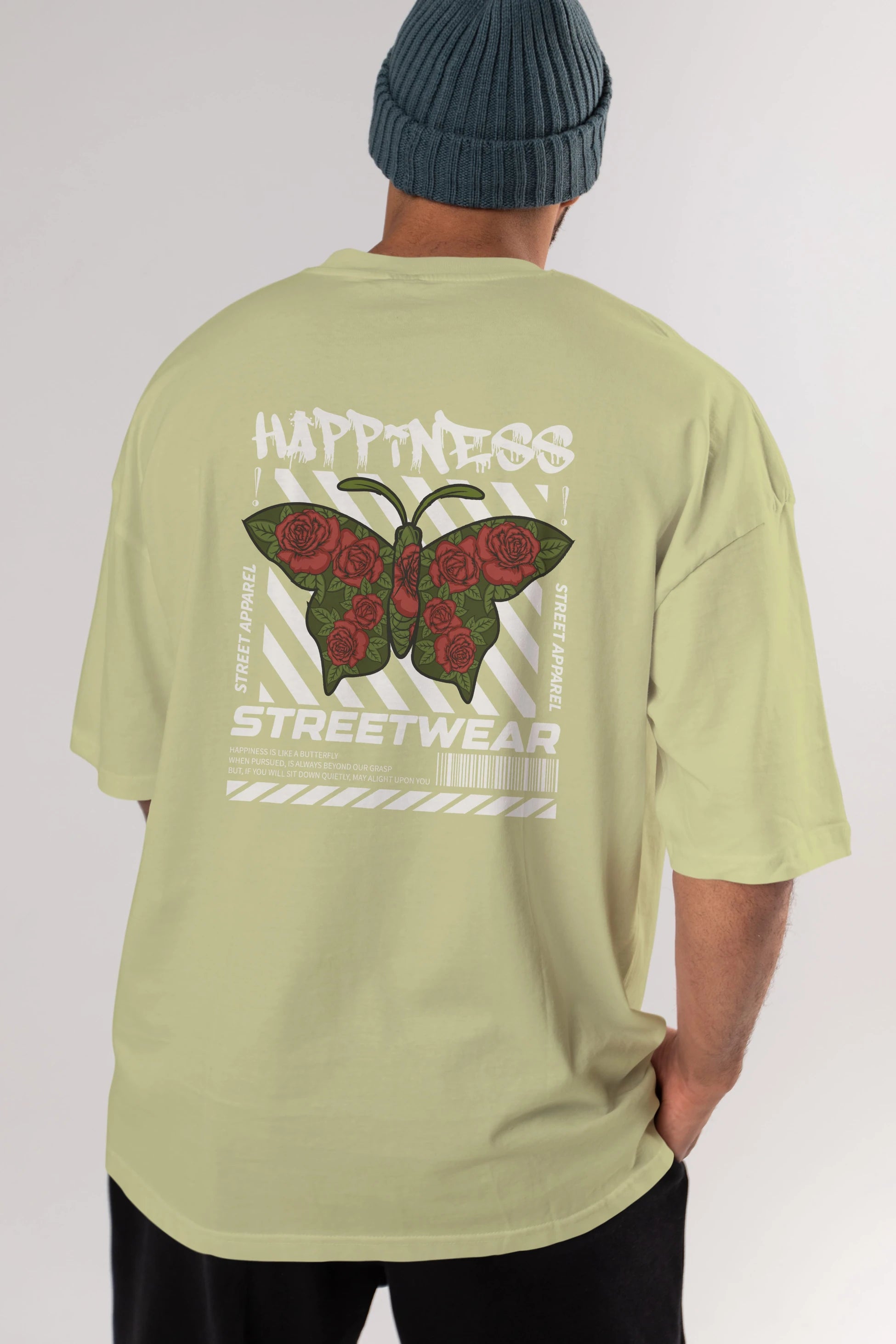 Happiness Streetwear Arka Baskılı Oversize t-shirt Erkek Kadın Unisex