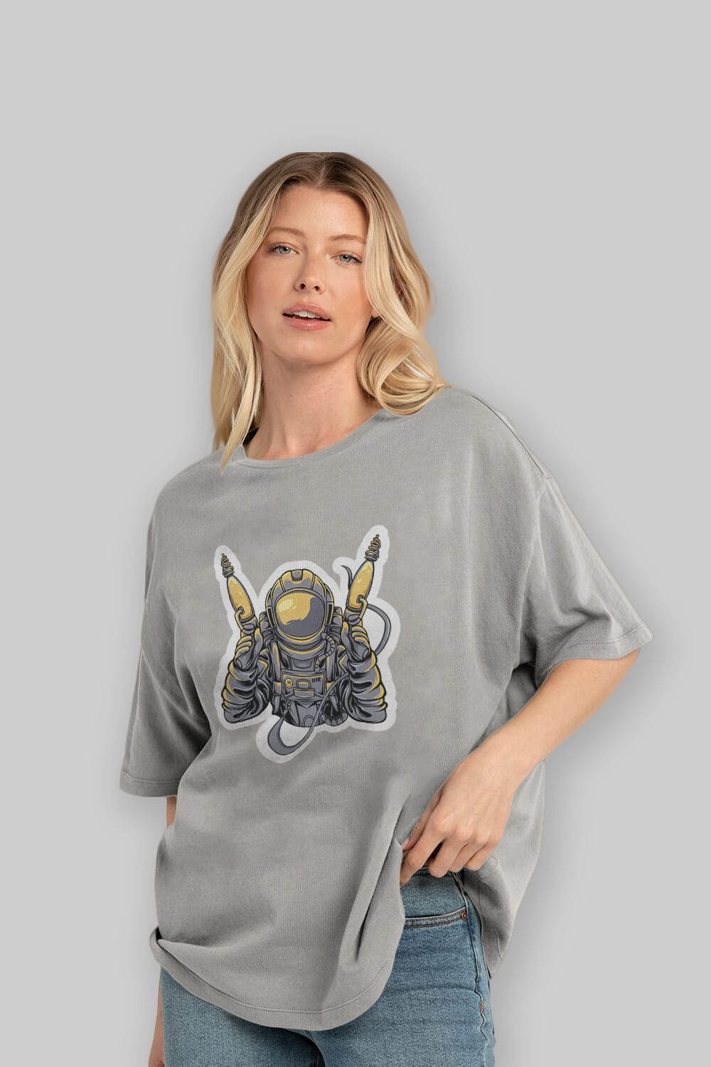 Alien Hunter Sticker Ön Baskılı Oversize t-shirt Erkek Kadın Unisex