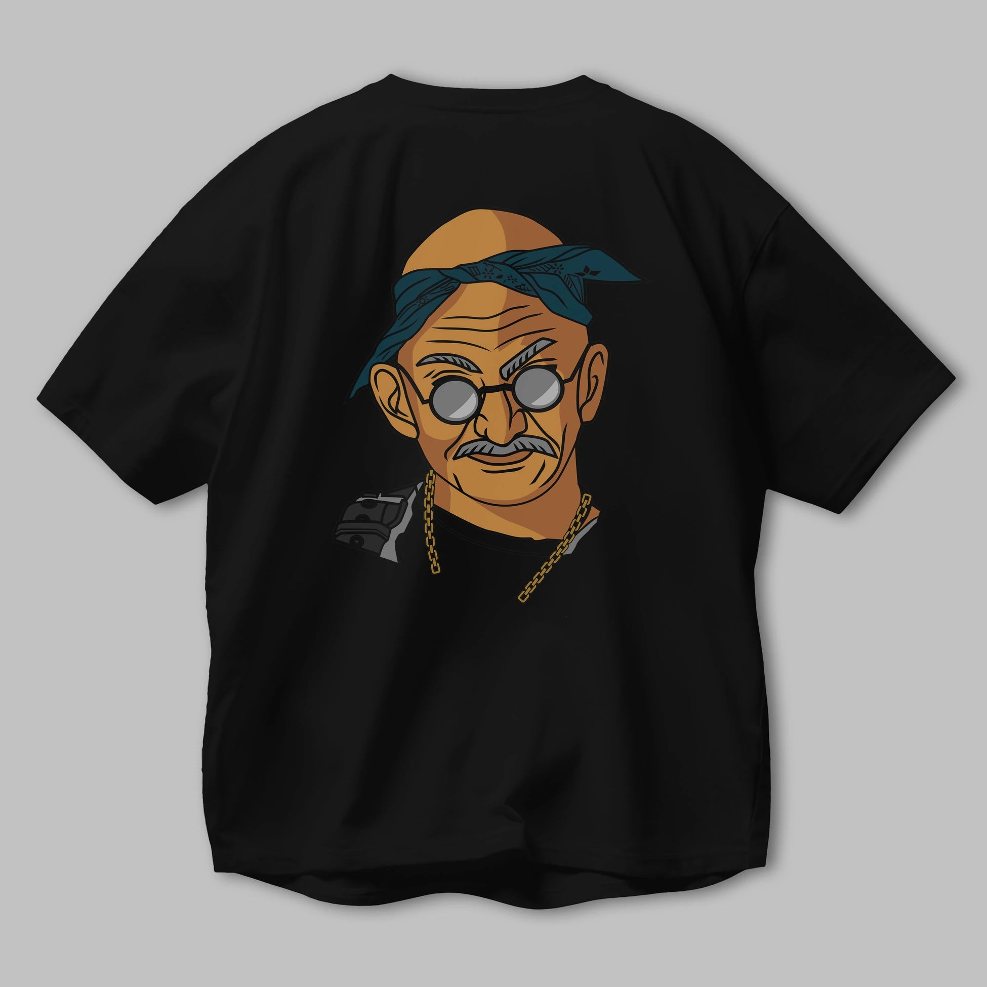 Tupac Gandhi Arka Baskılı Oversize t-shirt Erkek Kadın Unisex %100 Pamuk tişort