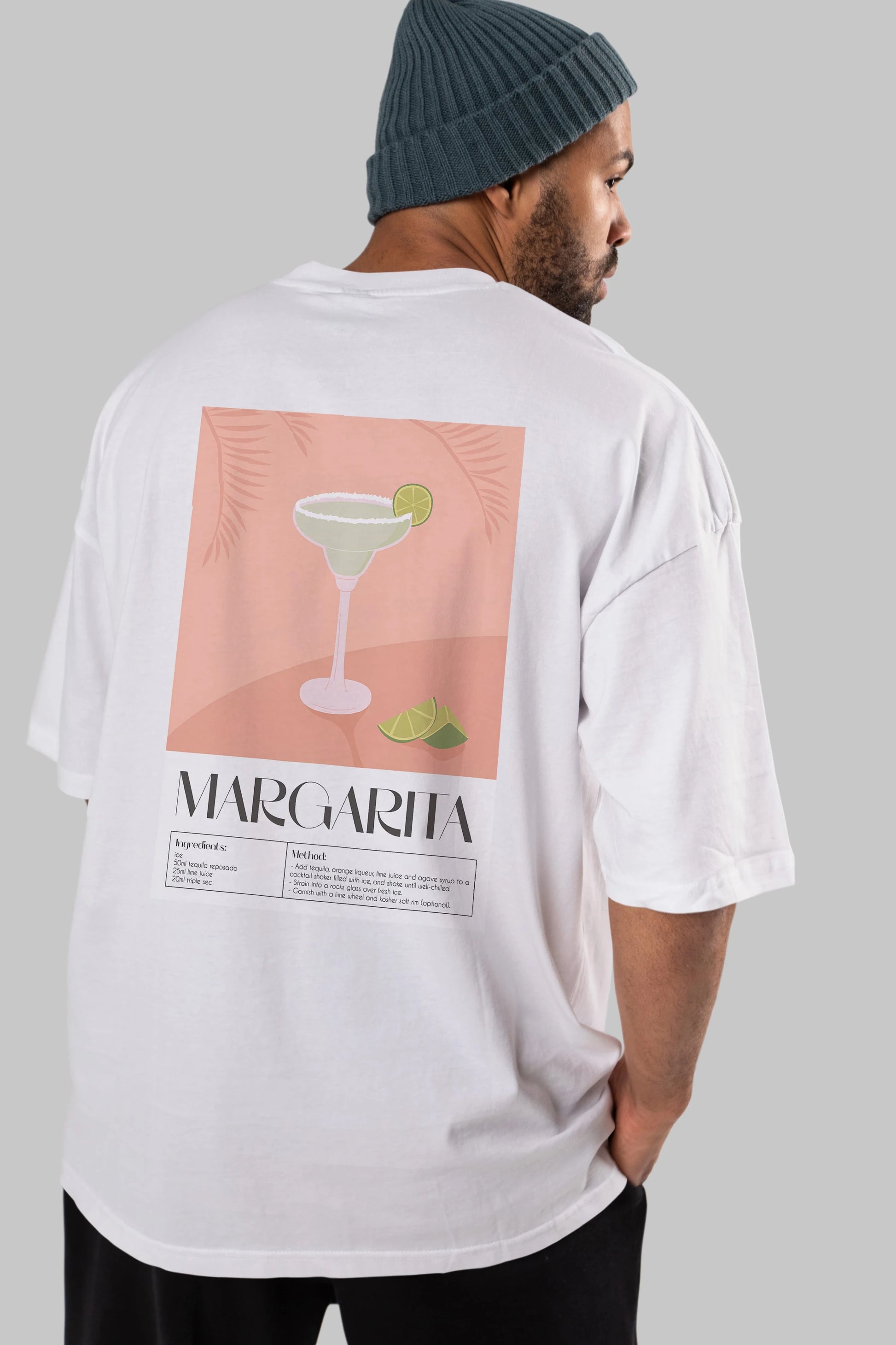 Margarita 5 Arka Baskılı Oversize t-shirt Erkek Kadın Unisex %100 Pamuk Bisiklet Yaka tişort