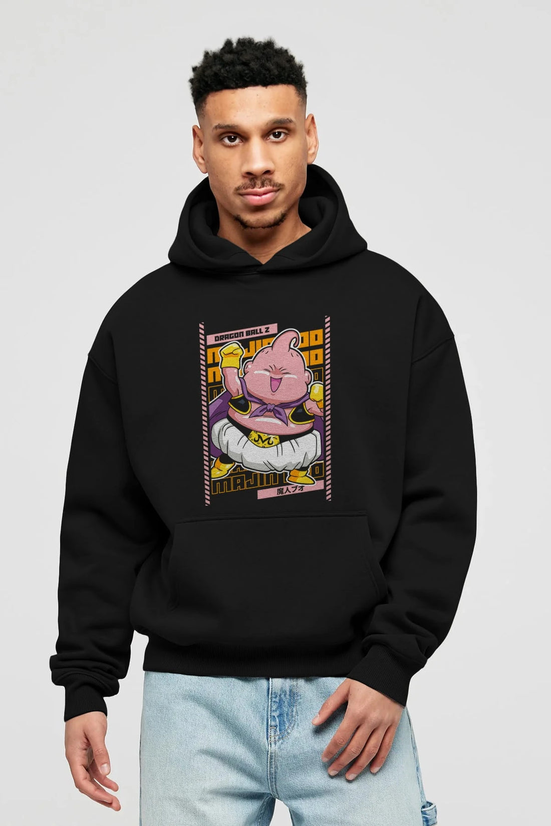MAJIN BOO1 Anime Ön Baskılı Hoodie Oversize Kapüşonlu Sweatshirt Erkek Kadın Unisex