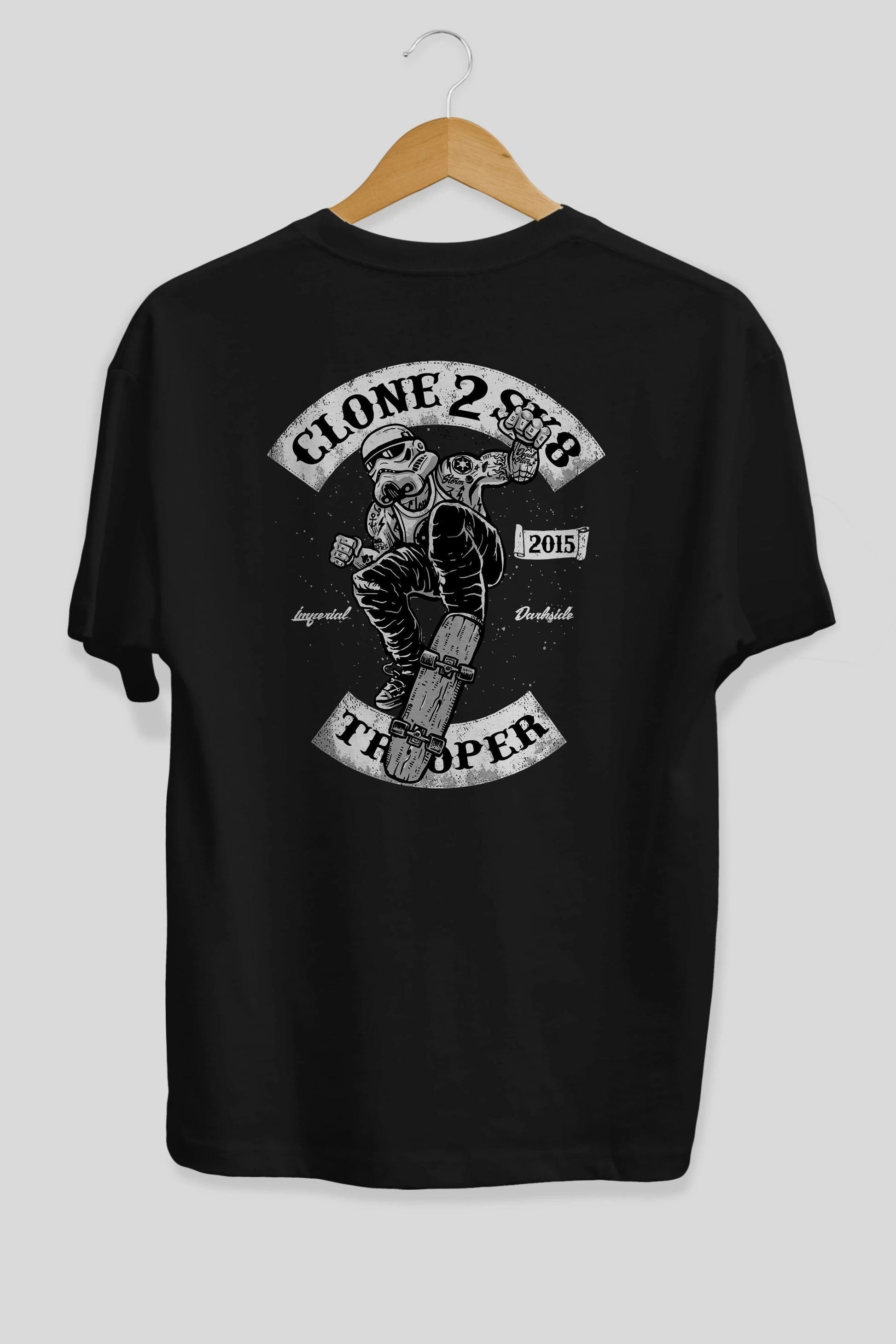 Clone 2 Sk8 Arka Baskılı Oversize t-shirt Erkek Kadın Unisex %100 Pamuk
