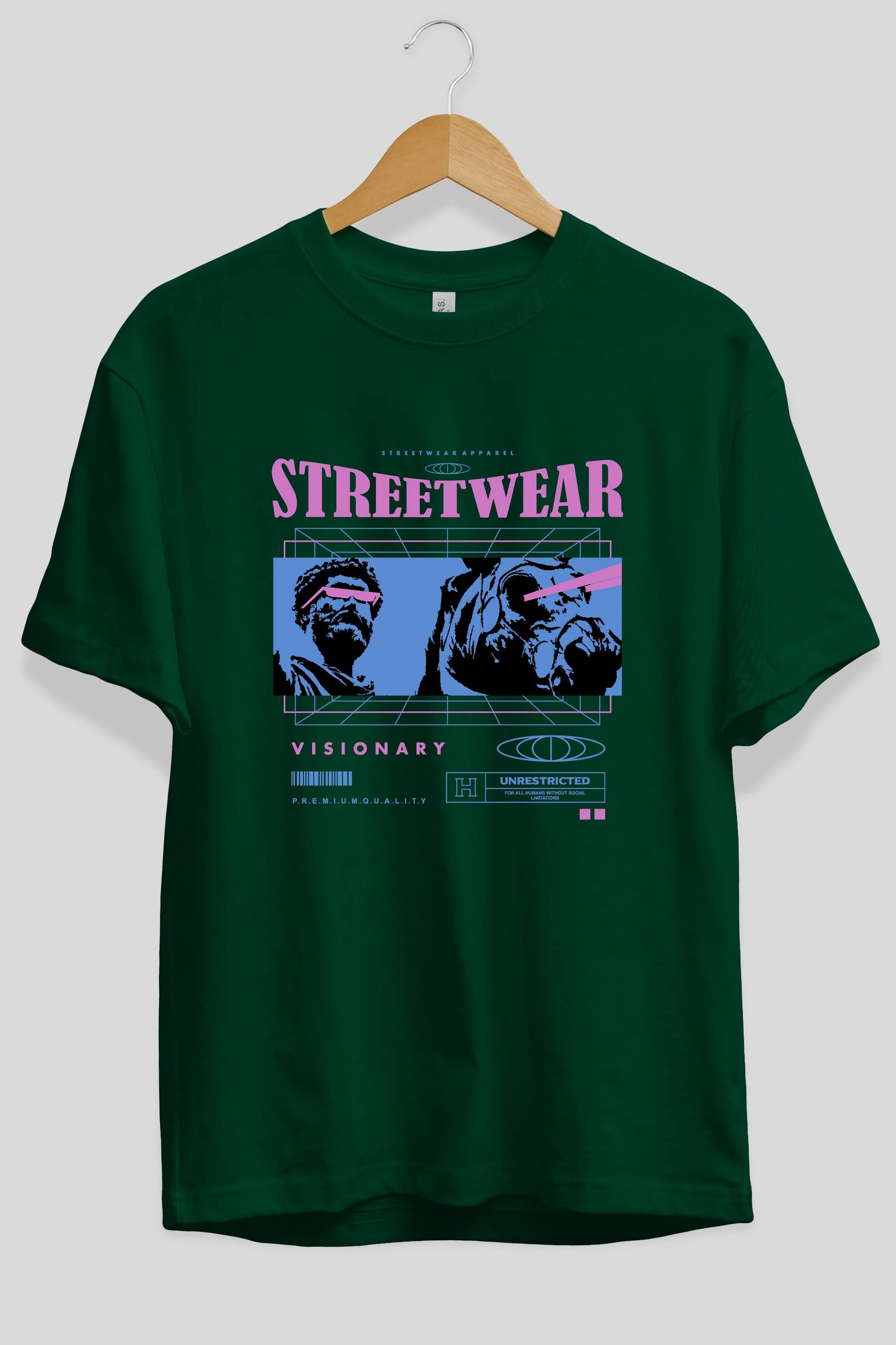 Streetwear Visionary Ön Baskılı Oversize t-shirt Erkek Kadın Unisex