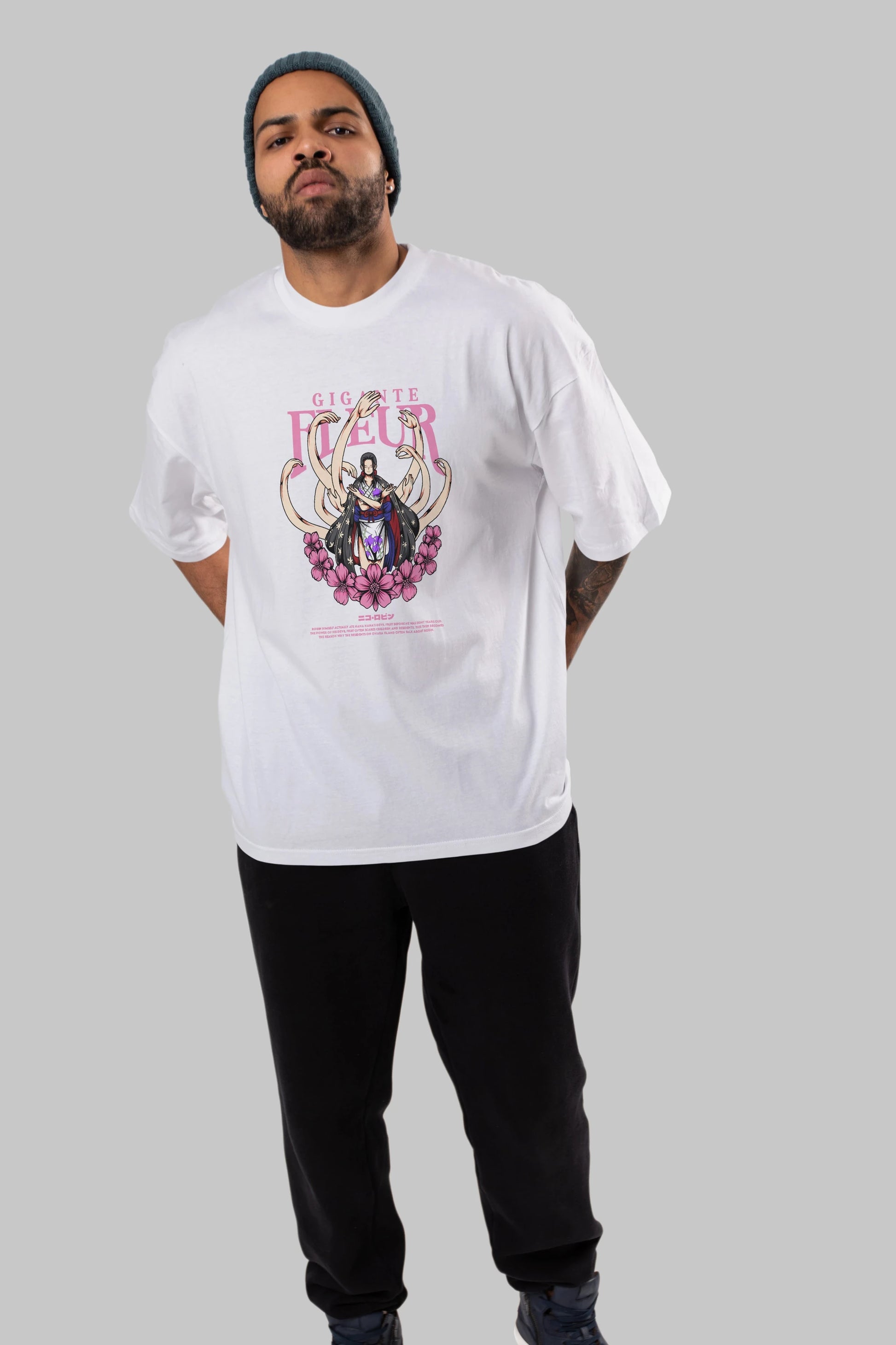 Gigante Fleur Anime Ön Baskılı Oversize t-shirt %100 pamuk Erkek Kadın Unisex