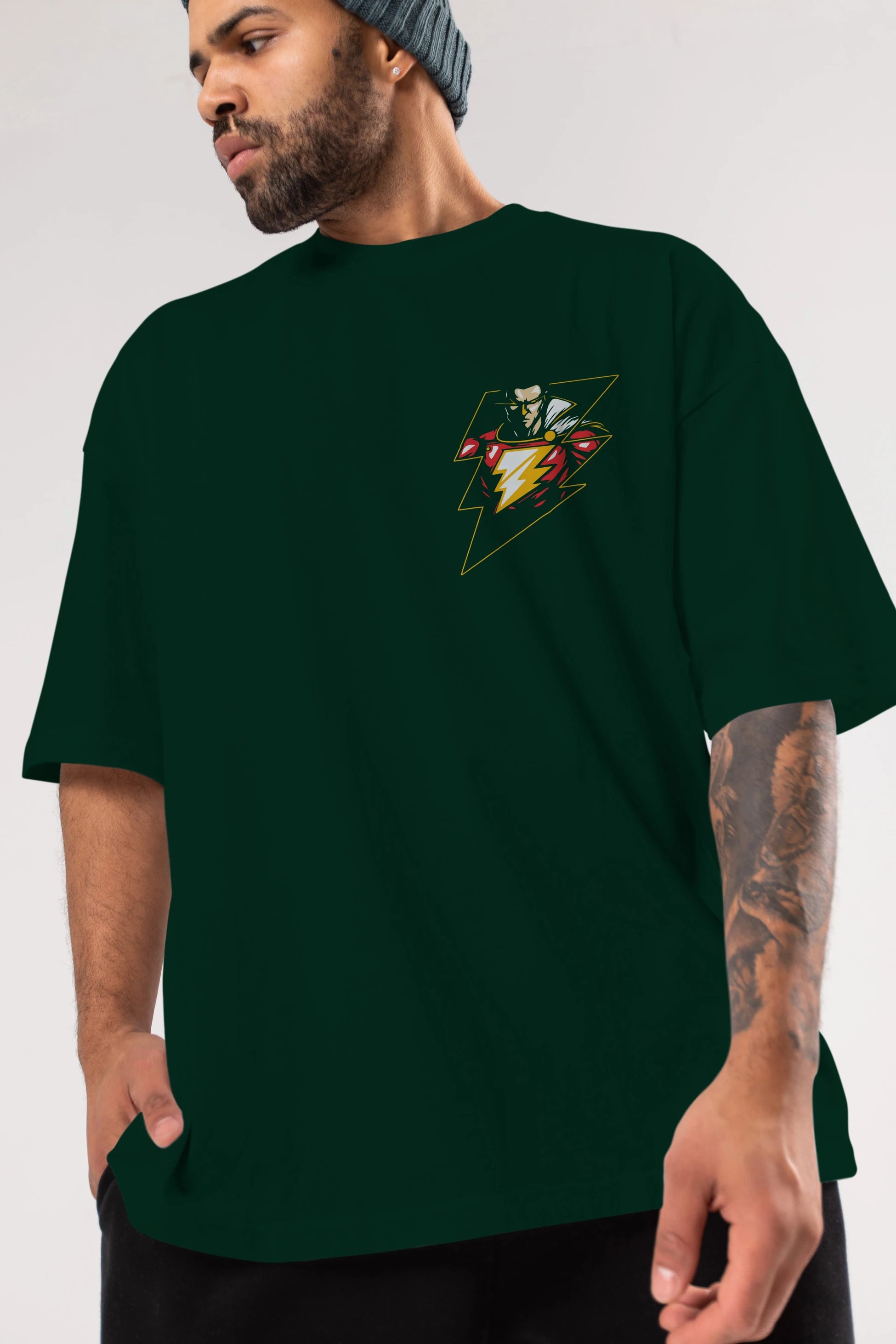 Flash Avengers (3) Ön Sol Baskılı Oversize t-shirt Erkek Kadın Unisex %100 Pamuk Bisiklet Yaka tişort