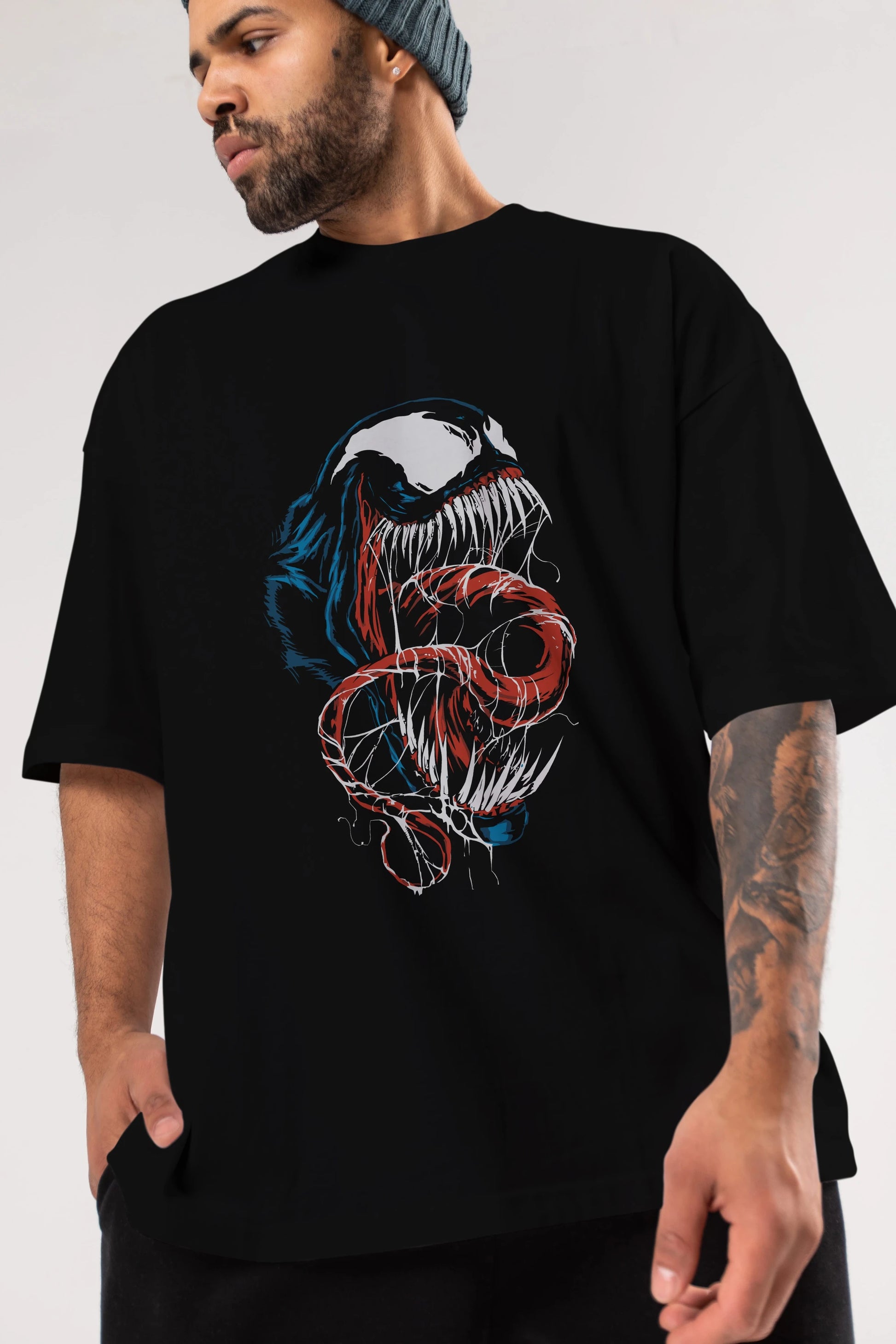 Venom (10) Ön Baskılı Oversize t-shirt Erkek Kadın Unisex %100 Pamuk Bisiklet Yaka tişort