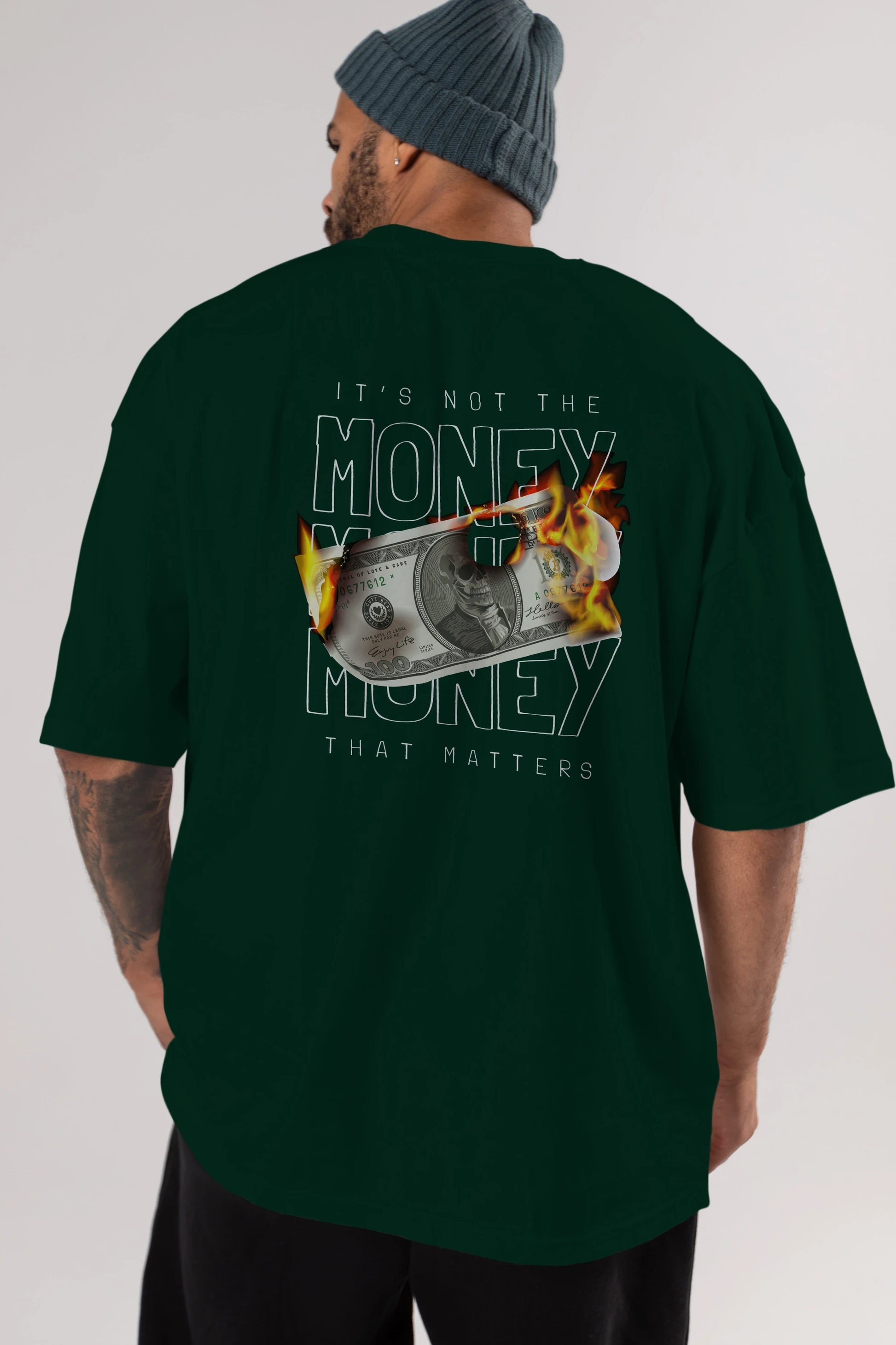 Teddy Bear Its Not The Money Arka Baskılı Oversize t-shirt Erkek Kadın Unisex %100 Pamuk