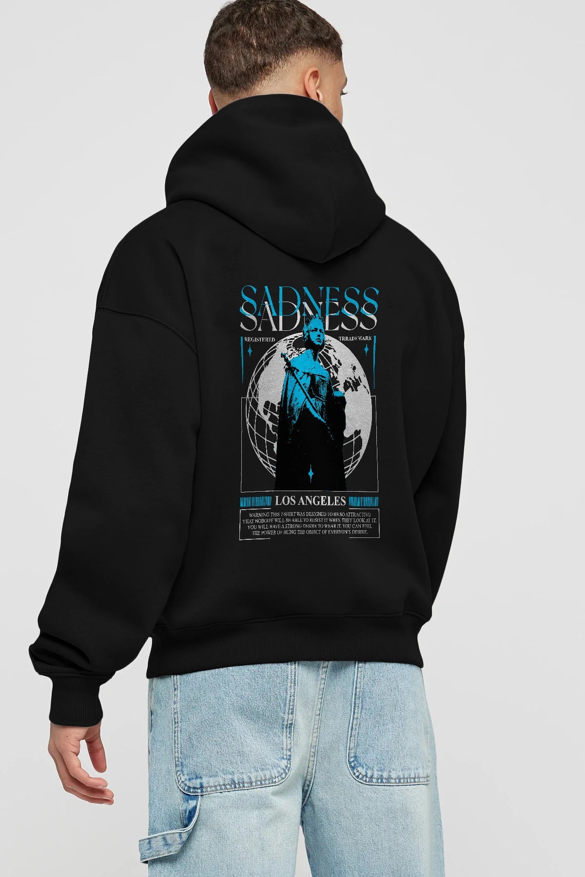 Sadness Los Angeles Arka Baskılı Hoodie Oversize Kapüşonlu Sweatshirt Erkek Kadın Unisex