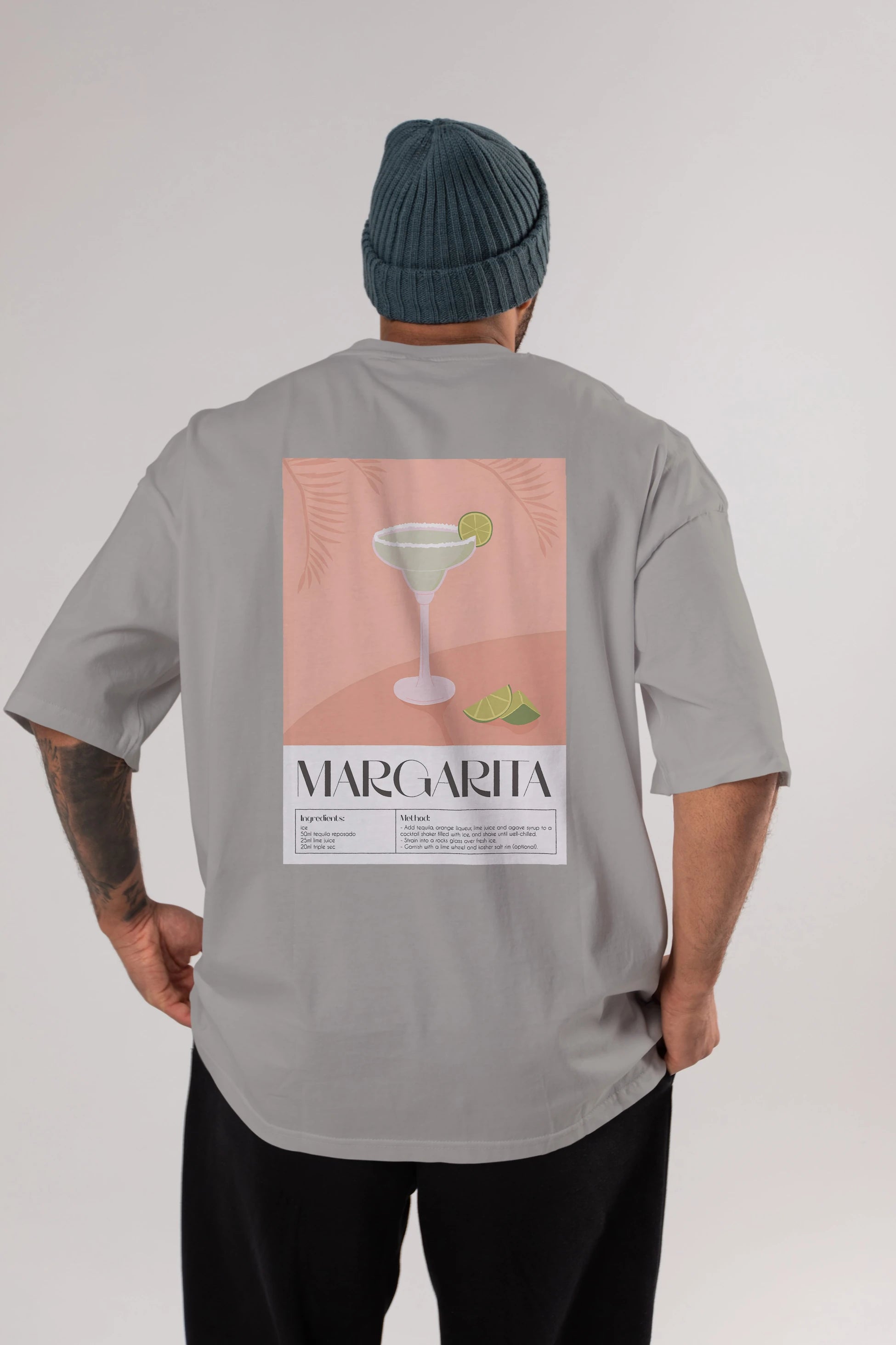 Margarita 5 Arka Baskılı Oversize t-shirt Erkek Kadın Unisex %100 Pamuk Bisiklet Yaka tişort