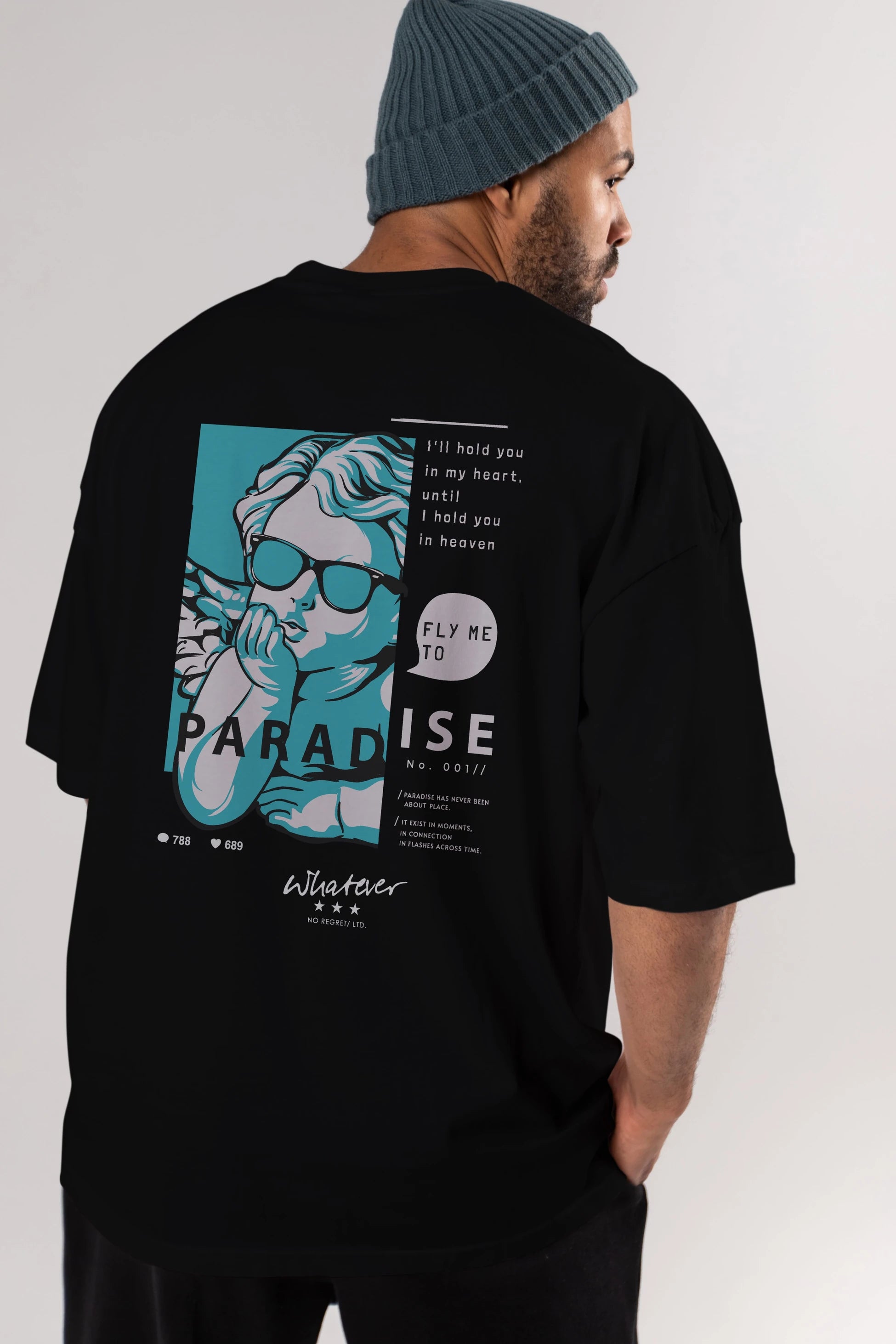 Paradise Fly to Me Arka Baskılı Oversize t-shirt Erkek Kadın Unisex