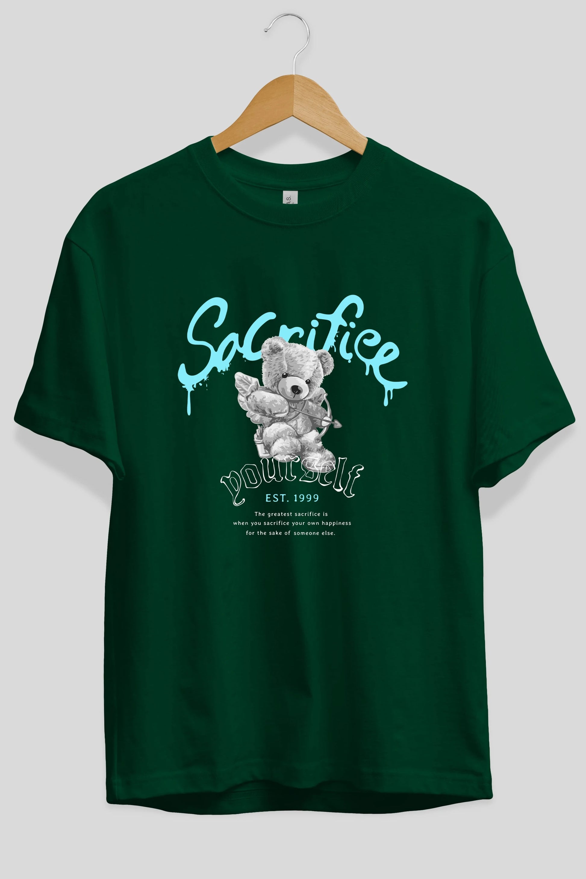 Sacrifice Yourself Bear Ön Baskılı Oversize t-shirt Erkek Kadın Unisex