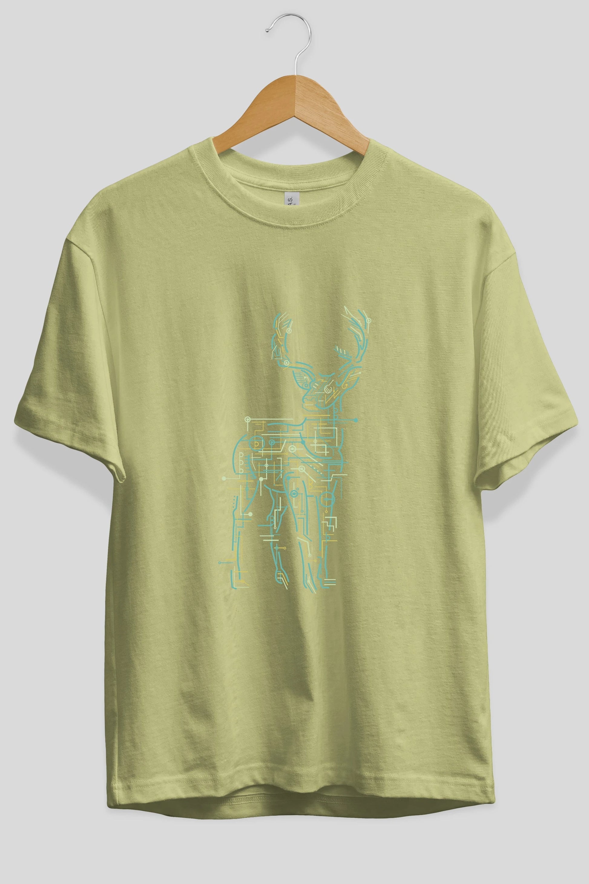 Electric Deer Ön Baskılı Oversize t-shirt %100 pamuk Erkek Kadın Unisex