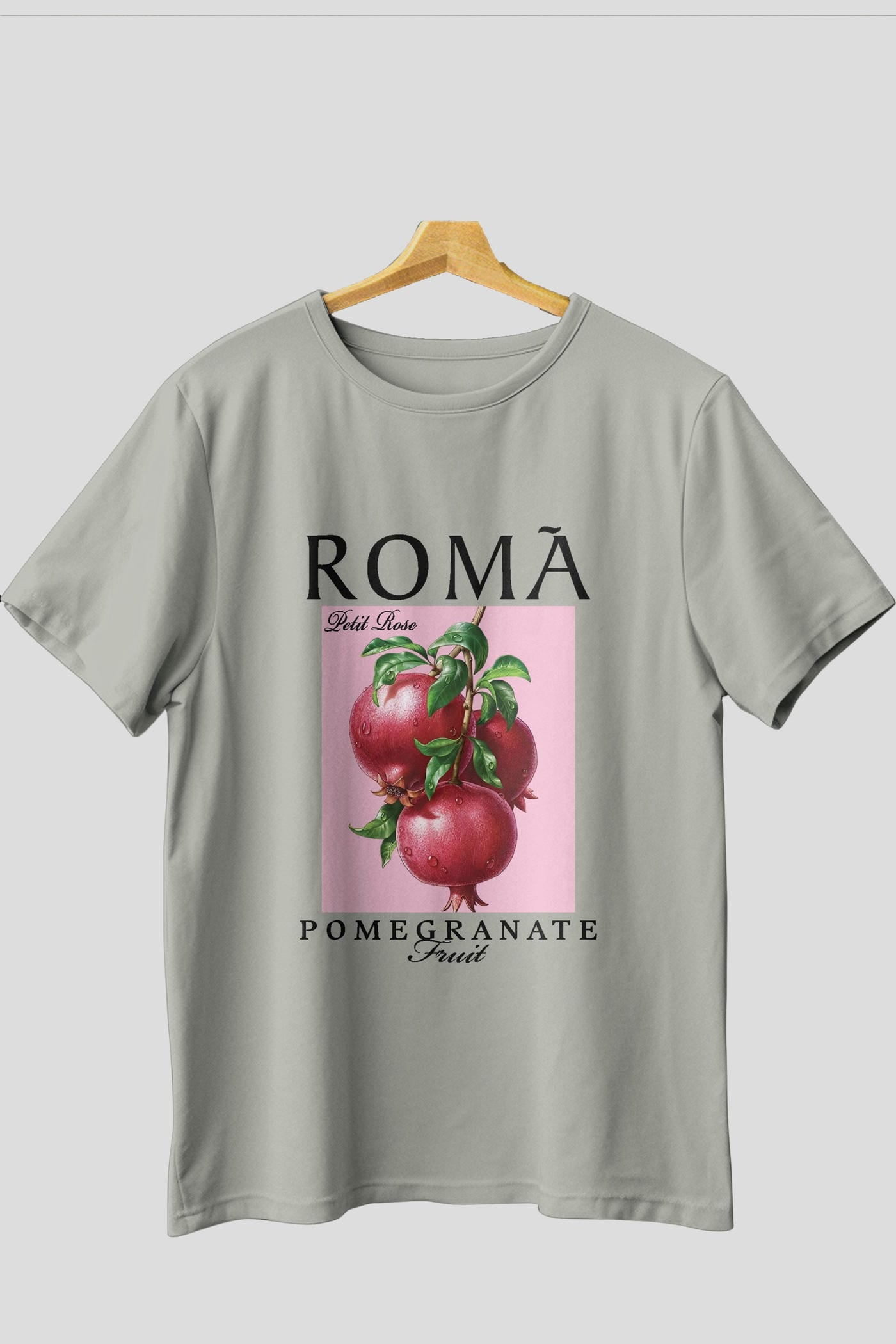 Roma Pomegranate Nar Ön Baskılı Oversize t-shirt Erkek Kadın Pamuk Bisiklet Yaka tişort
