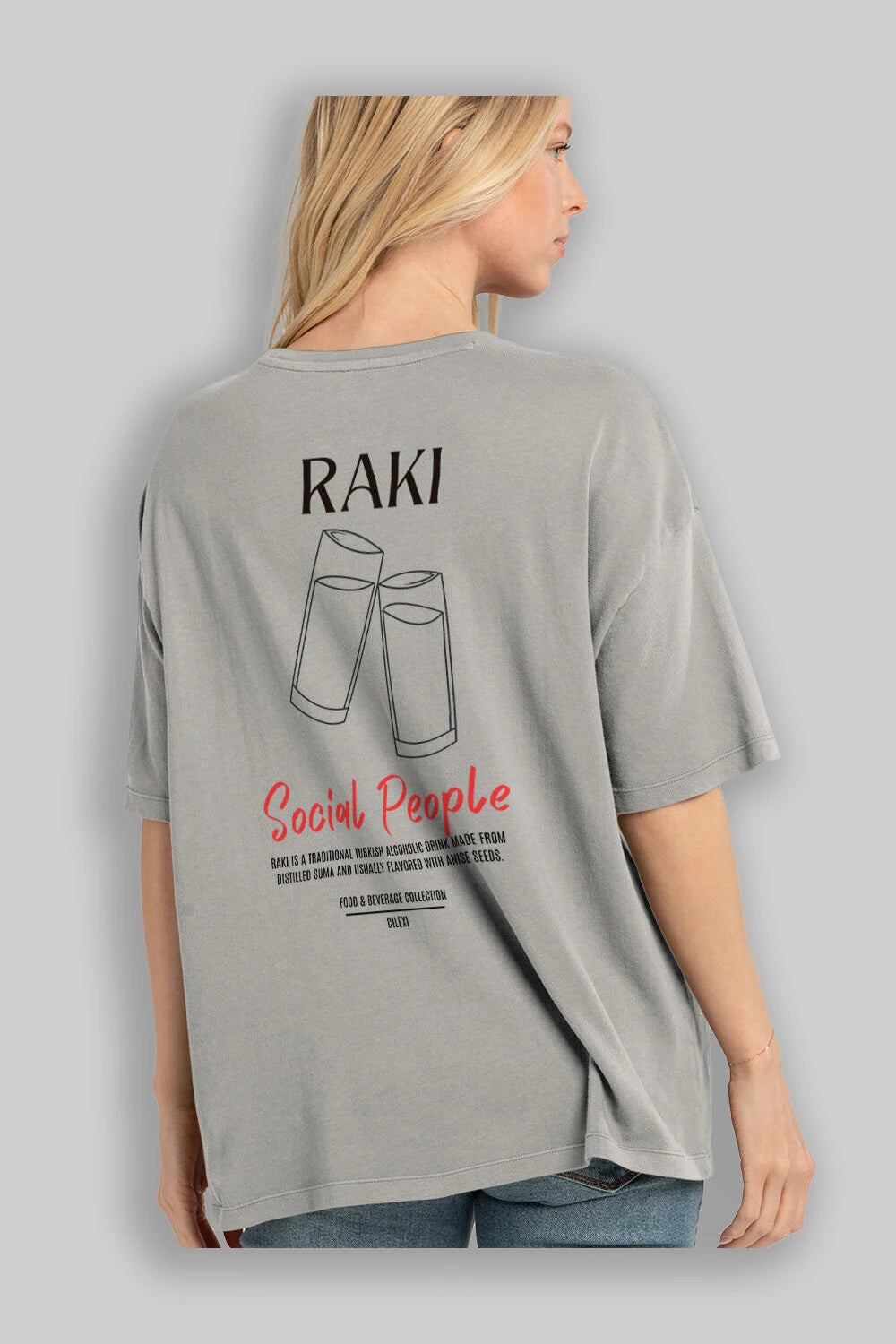 Rakı Kokteyl Serisi Baskılı Oversize t-shirt Erkek Kadın Unisex %100 Pamuk Bisiklet Yaka tişort