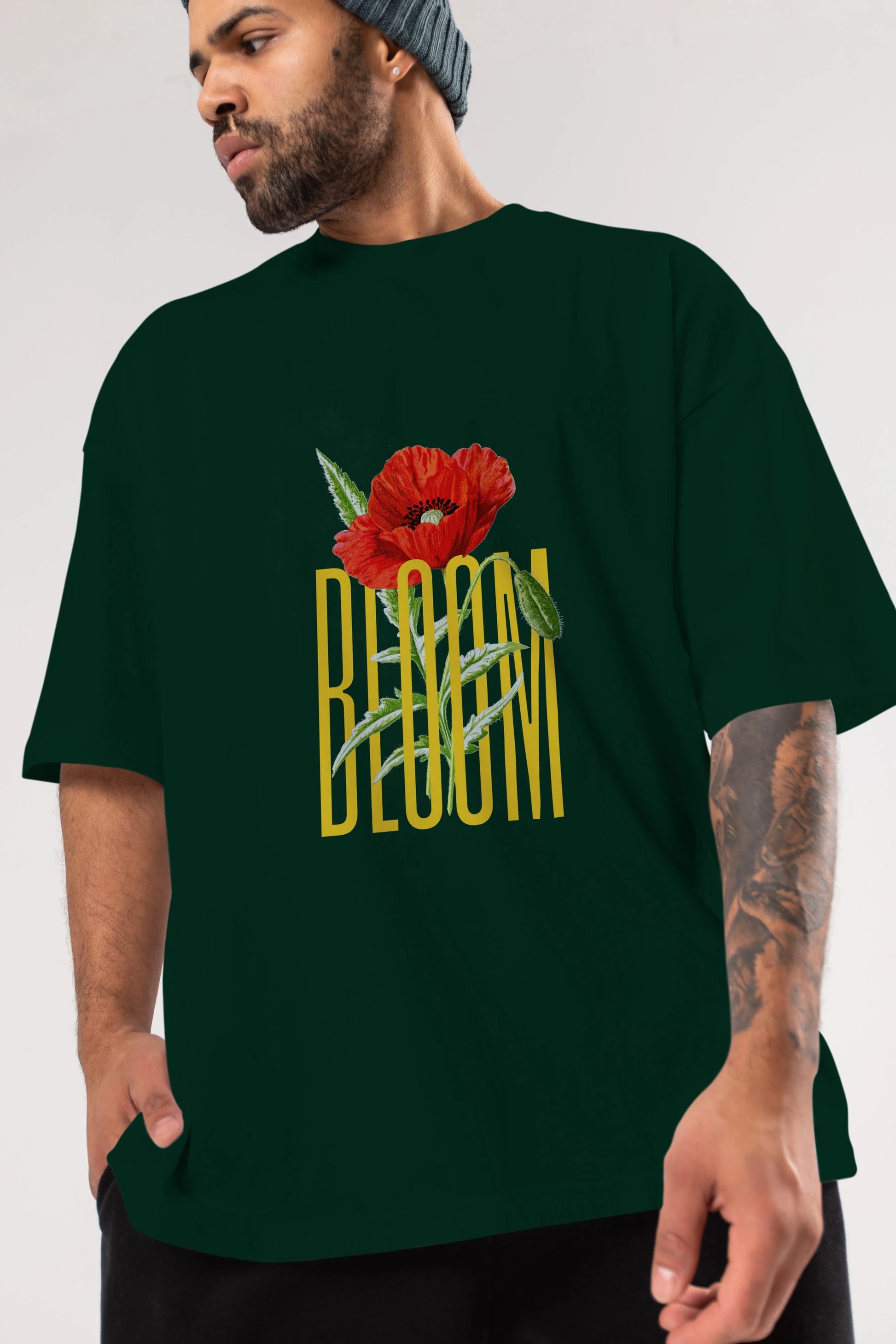 Bloom Flower Ön Baskılı Oversize t-shirt Erkek Kadın Unisex