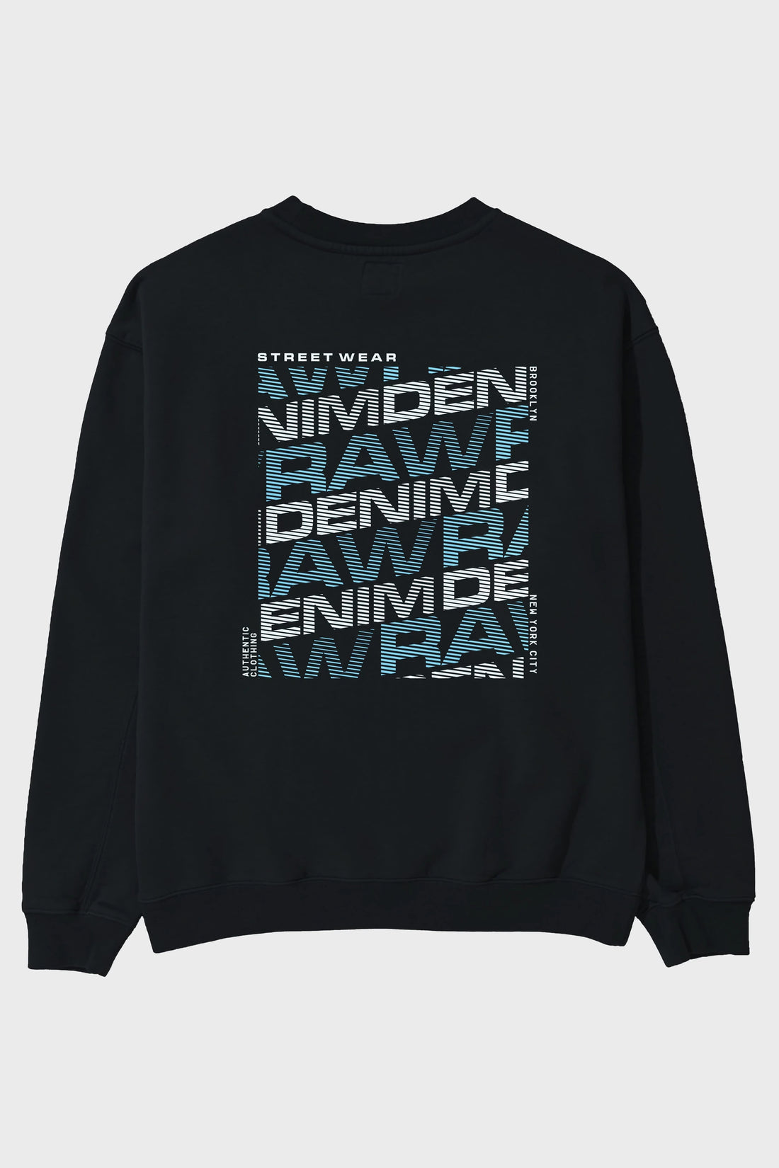 Raw Denim Arka Baskılı Oversize Sweatshirt Erkek Kadın Unisex