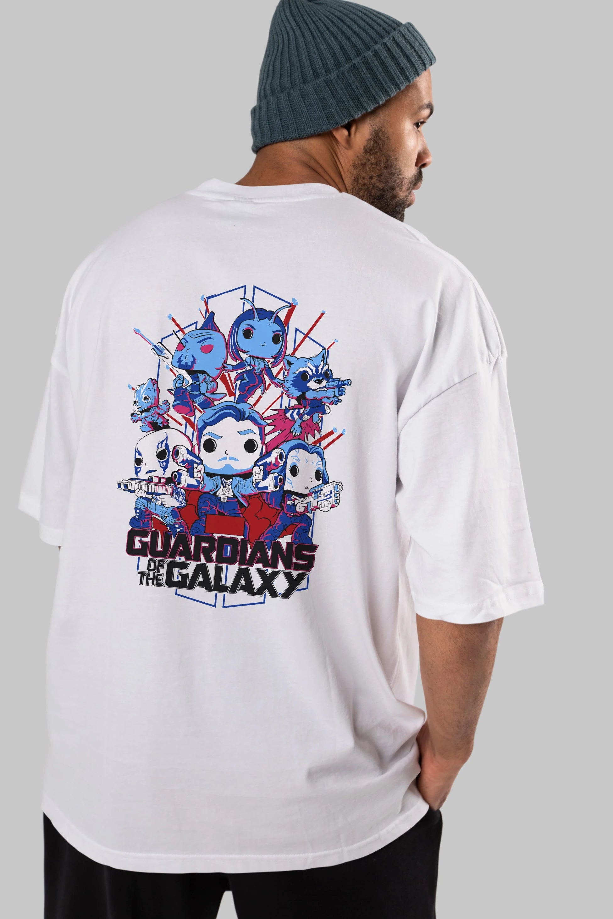 Guardians of the Galaxy Arka Baskılı Oversize t-shirt Erkek Kadın Unisex %100 Pamuk Bisiklet Yaka tişort