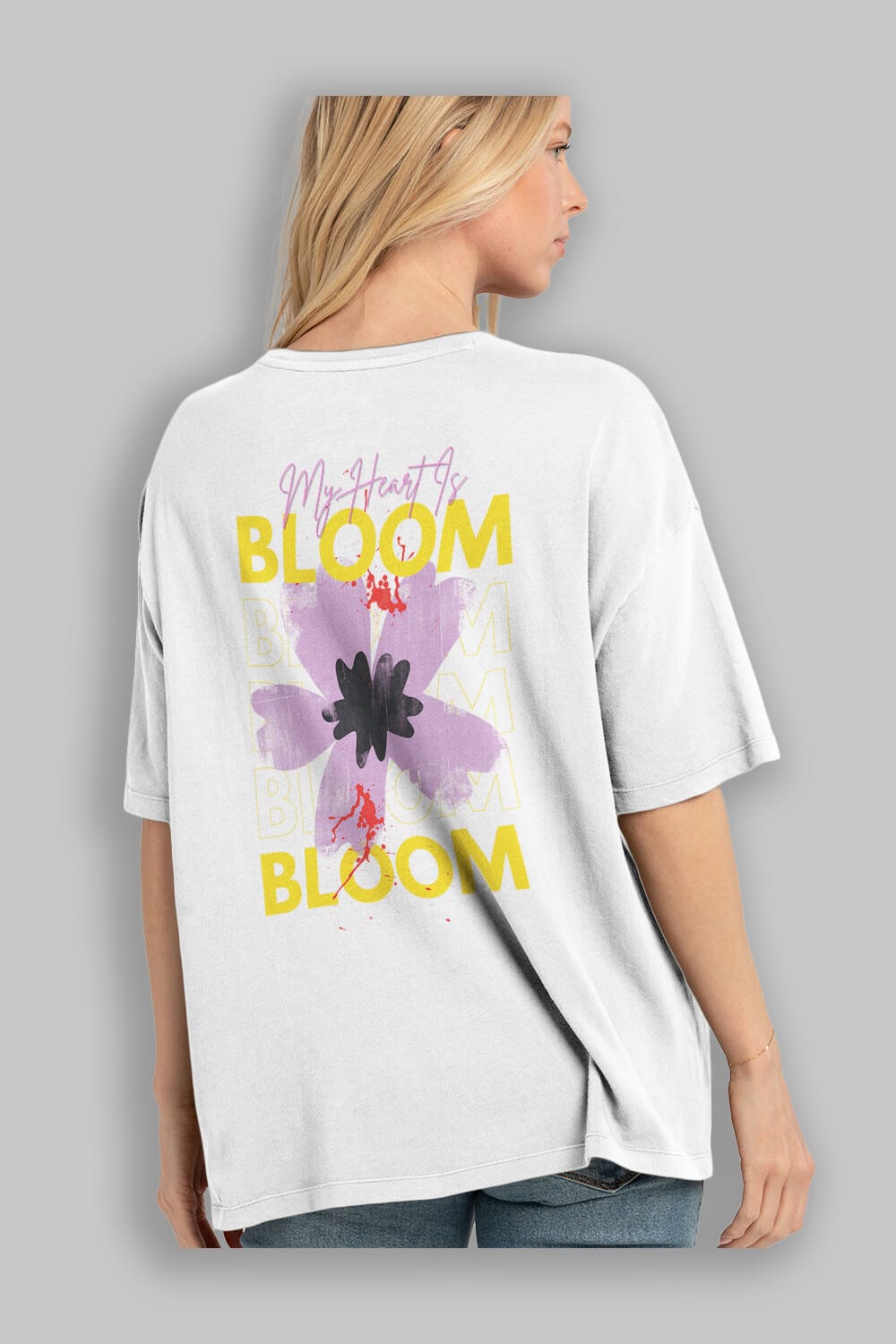 Bloom Yazılı Arka Baskılı Oversize t-shirt Erkek Kadın Unisex