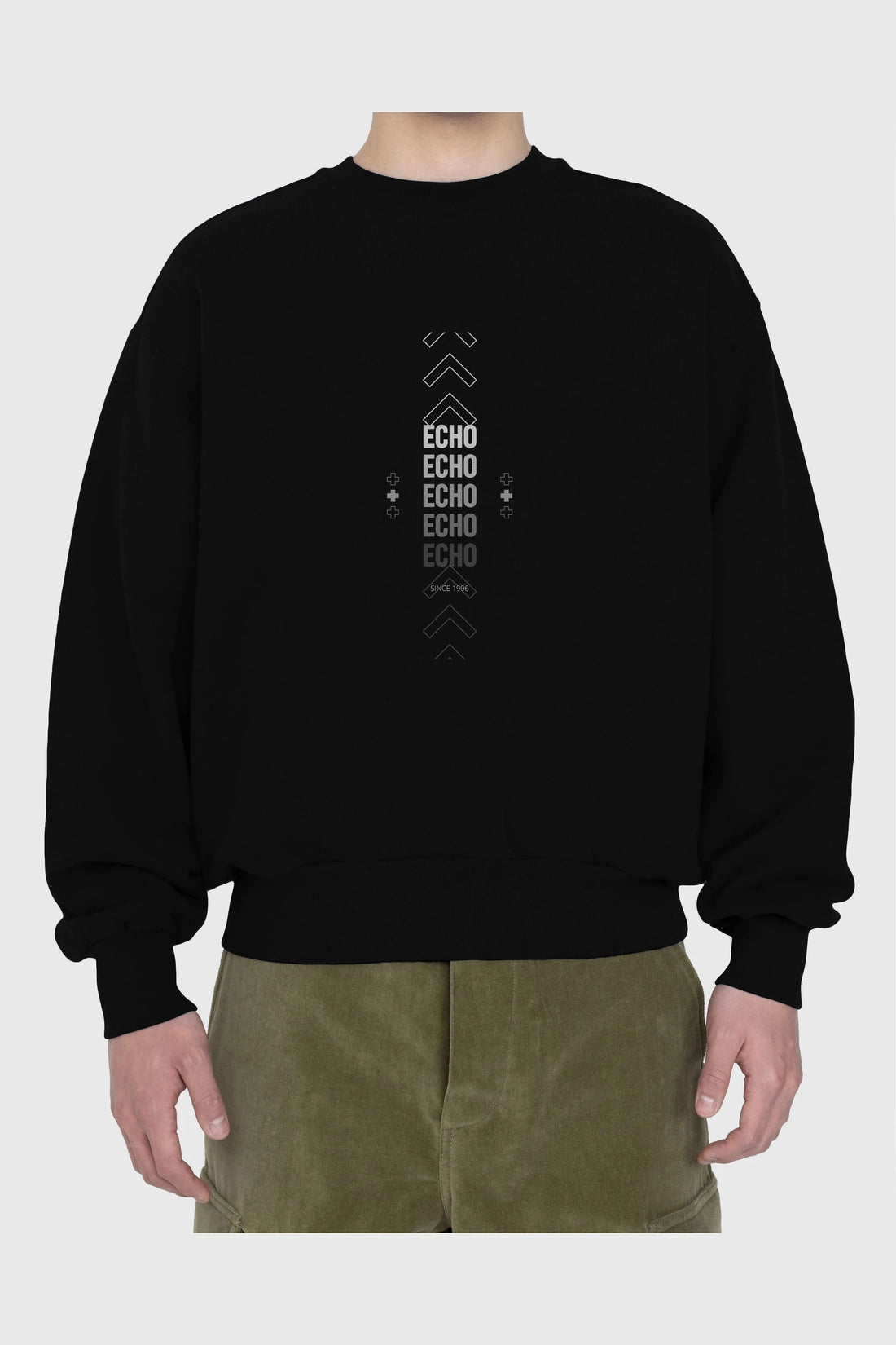 Echo Yazılı Ön Baskılı Oversize Sweatshirt Erkek Kadın Unisex