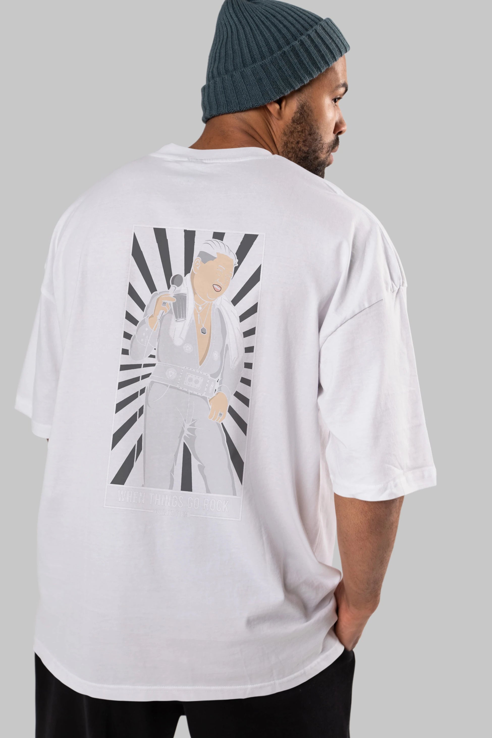 Kim Elvis Arka Baskılı Oversize t-shirt Erkek Kadın Unisex %100 Pamuk tişort