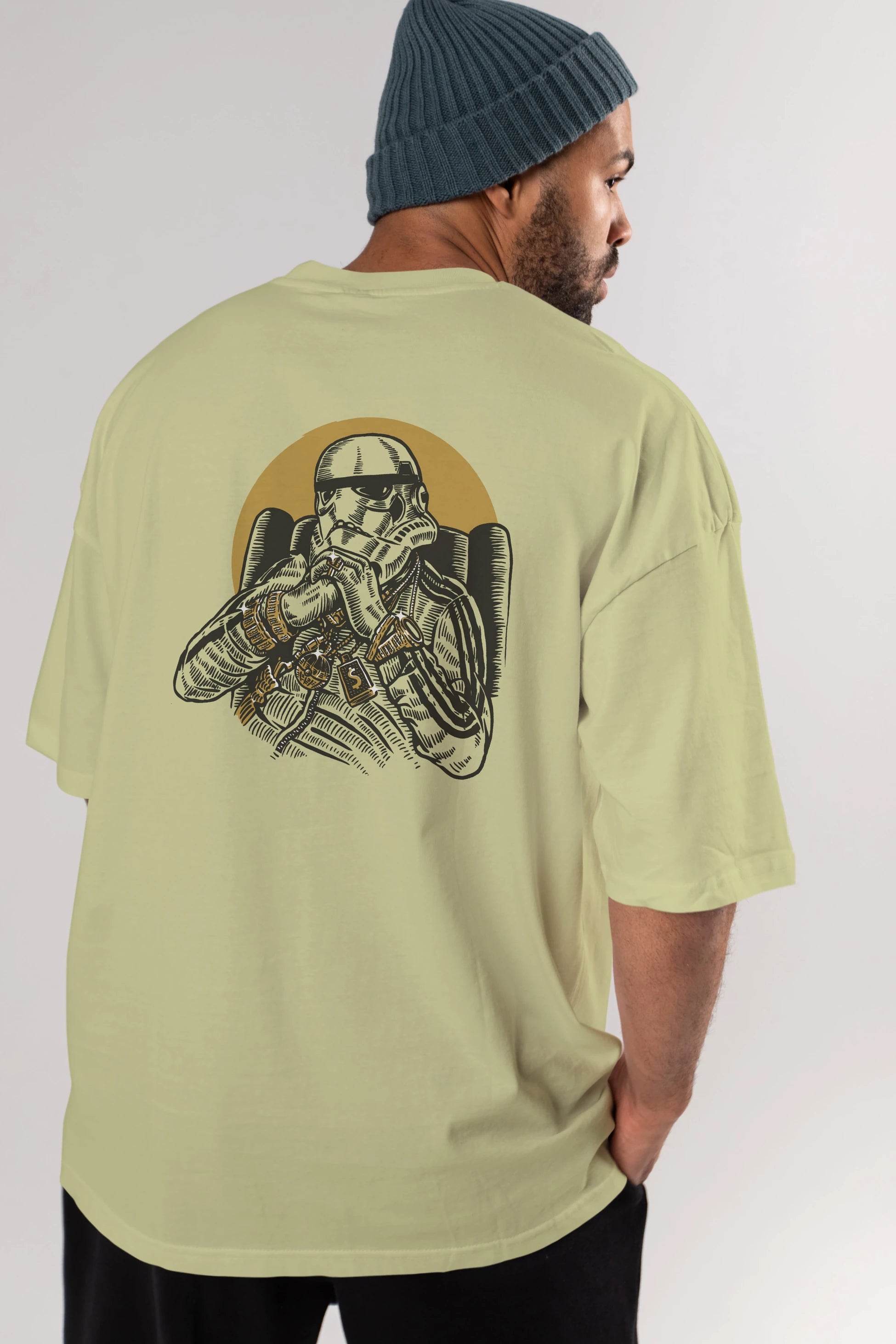 Trooper Dee Jay Arka Baskılı Oversize t-shirt Erkek Kadın Unisex %100 Pamuk