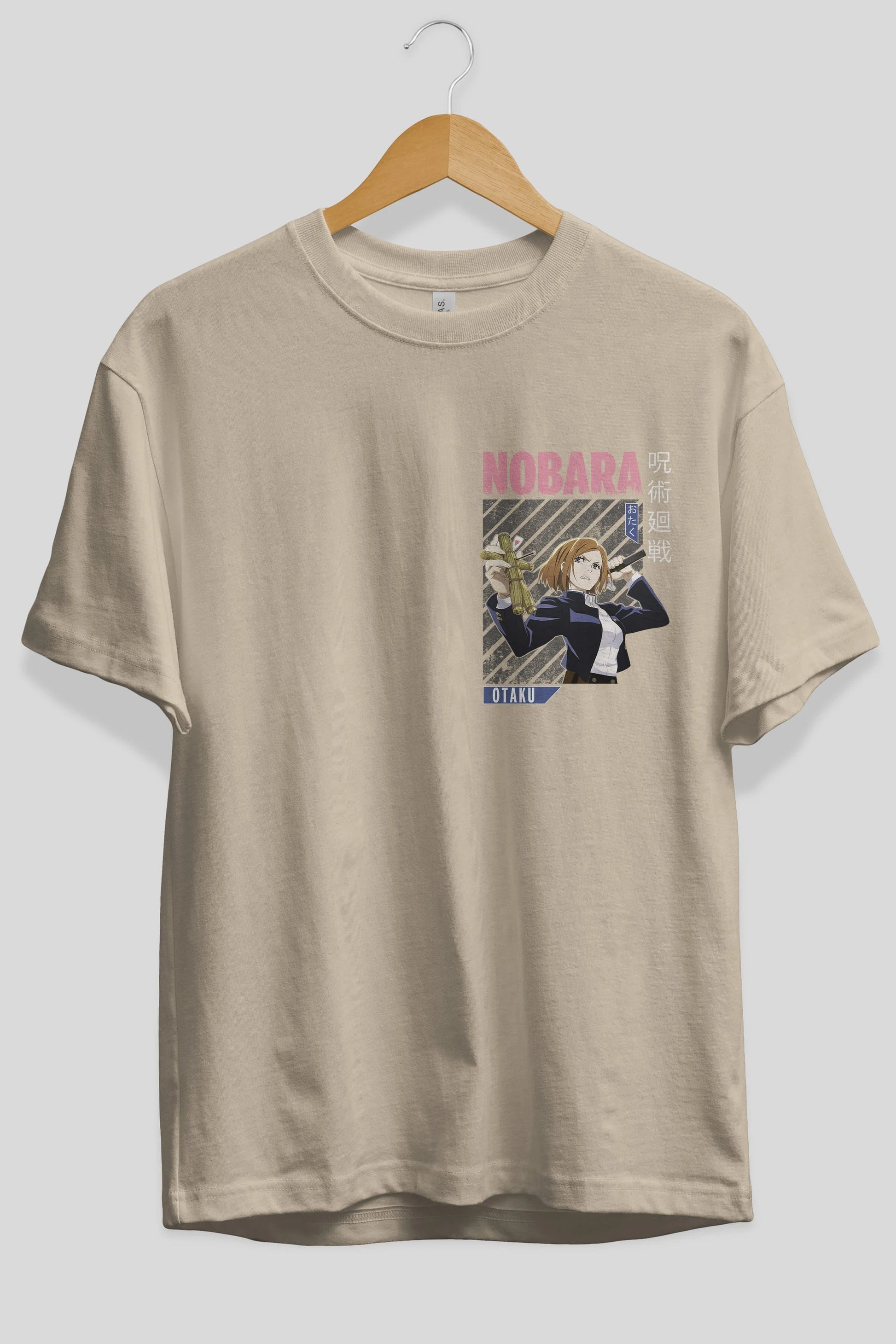 Nobara Kugisaki 6 Ön Sol Baskılı Oversize t-shirt Erkek Kadın Unisex %100 Pamuk Bisiklet Yaka tişort