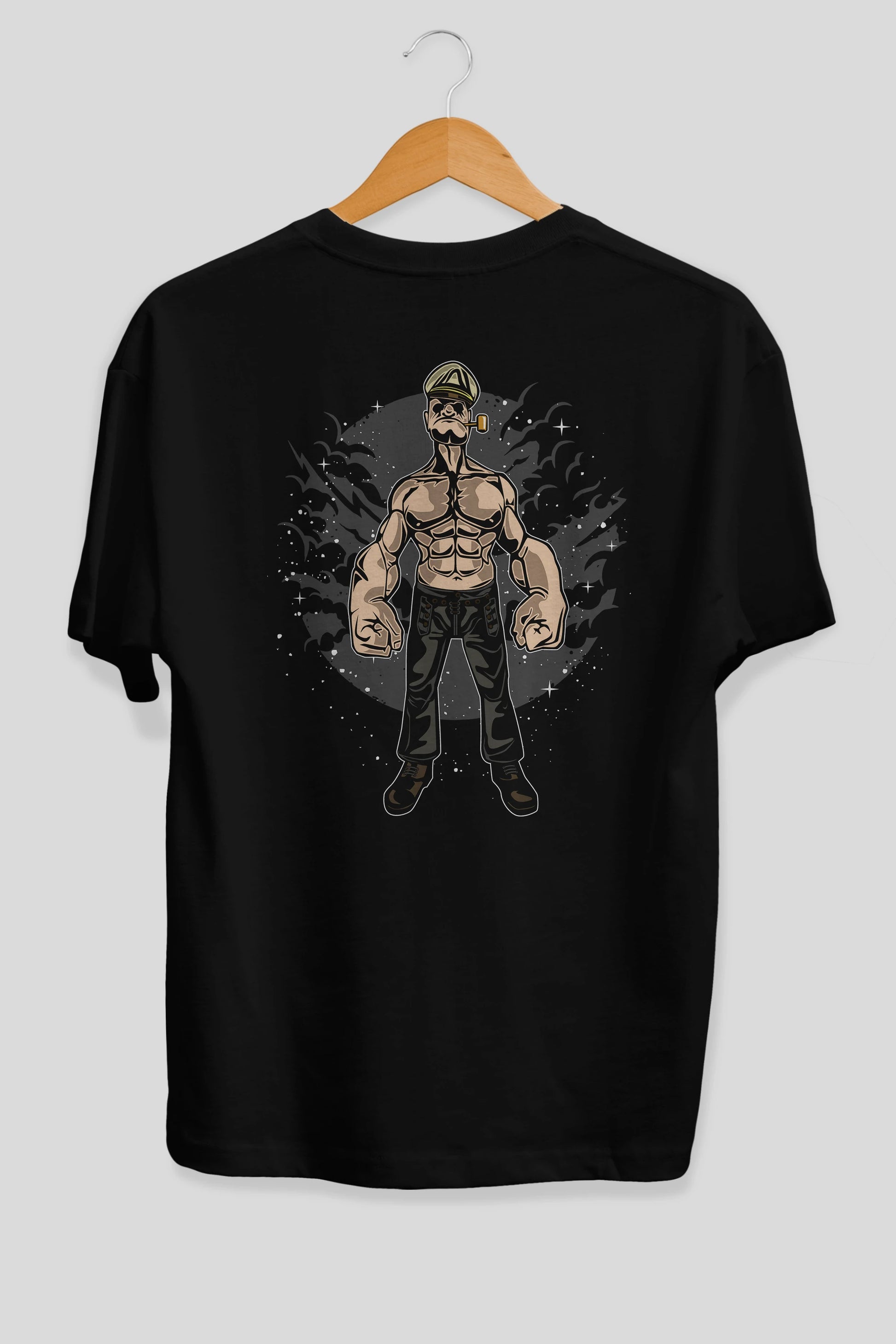 Popeye Arka Baskılı Oversize t-shirt Erkek Kadın Unisex %100 Pamuk