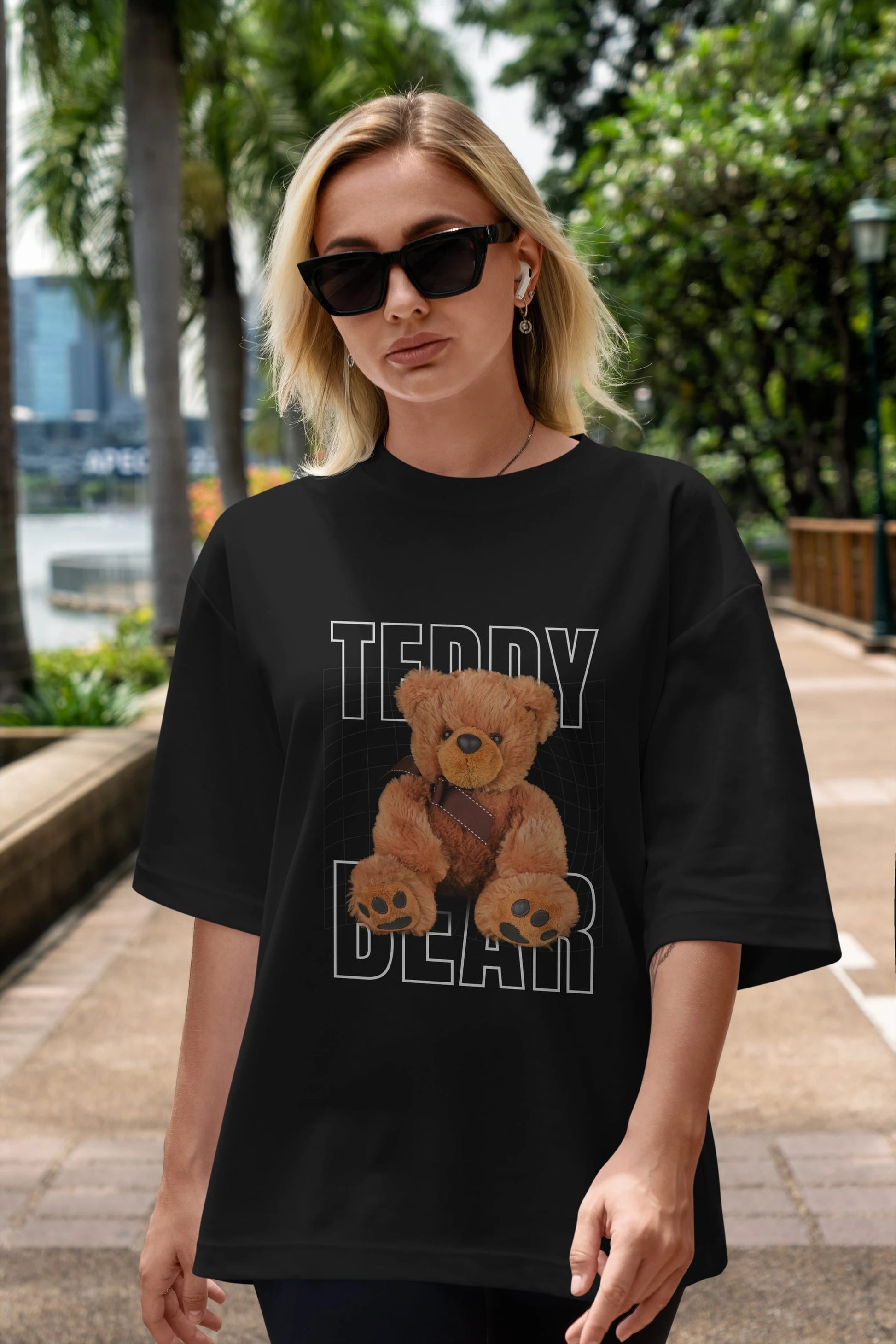Teddy Bear Yazılı Ön Baskılı Oversize t-shirt Erkek Kadın Unisex