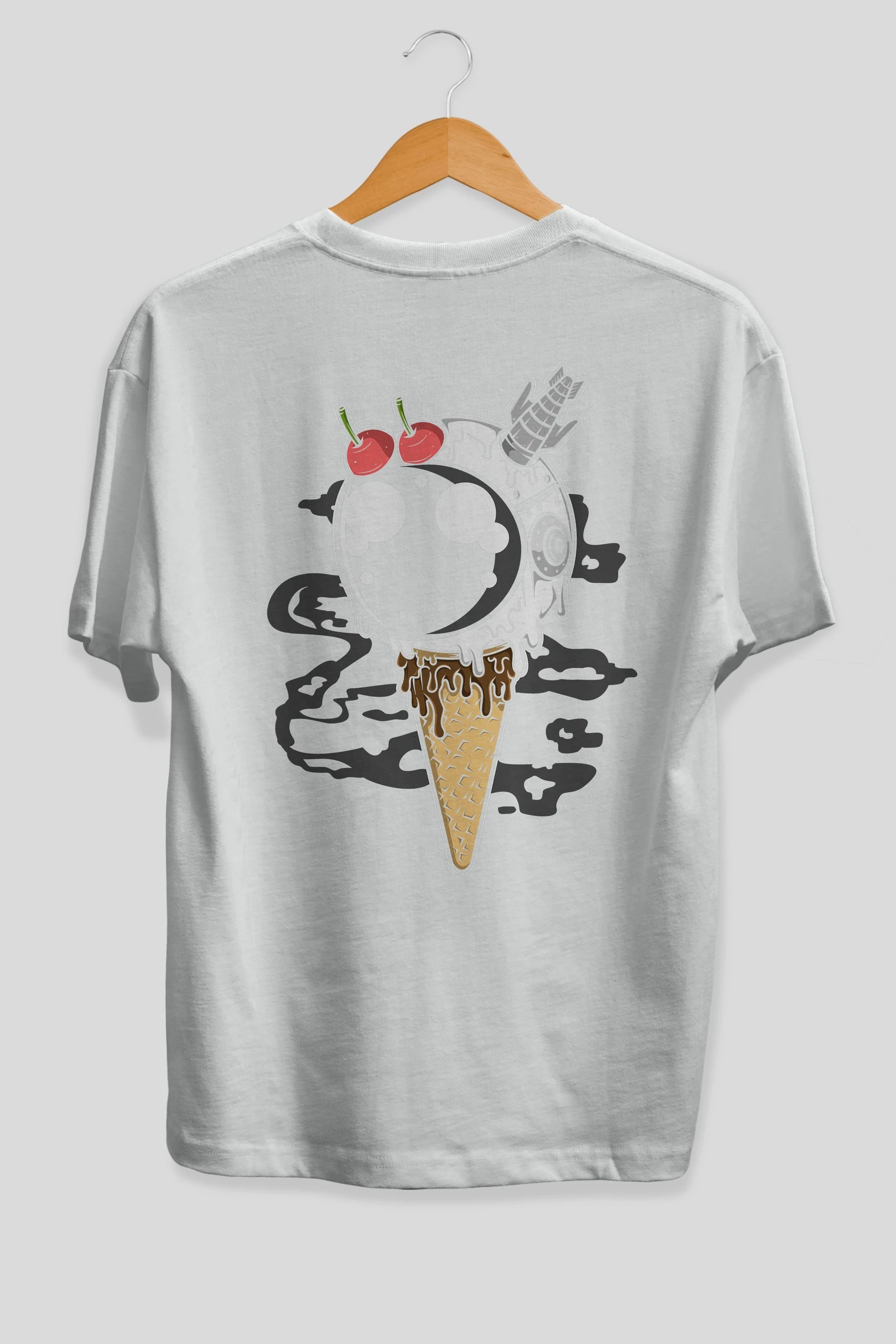 Astronaut Ice Cream Arka Baskılı Oversize t-shirt Erkek Kadın Unisex
