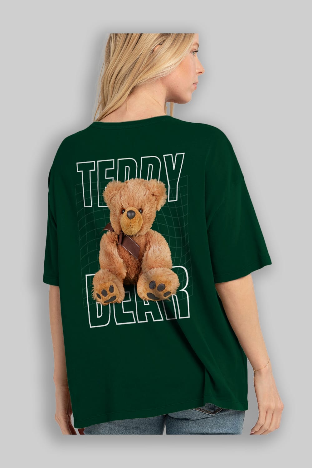 Teddy Bear Yazılı Arka Baskılı Oversize t-shirt Erkek Kadın Unisex