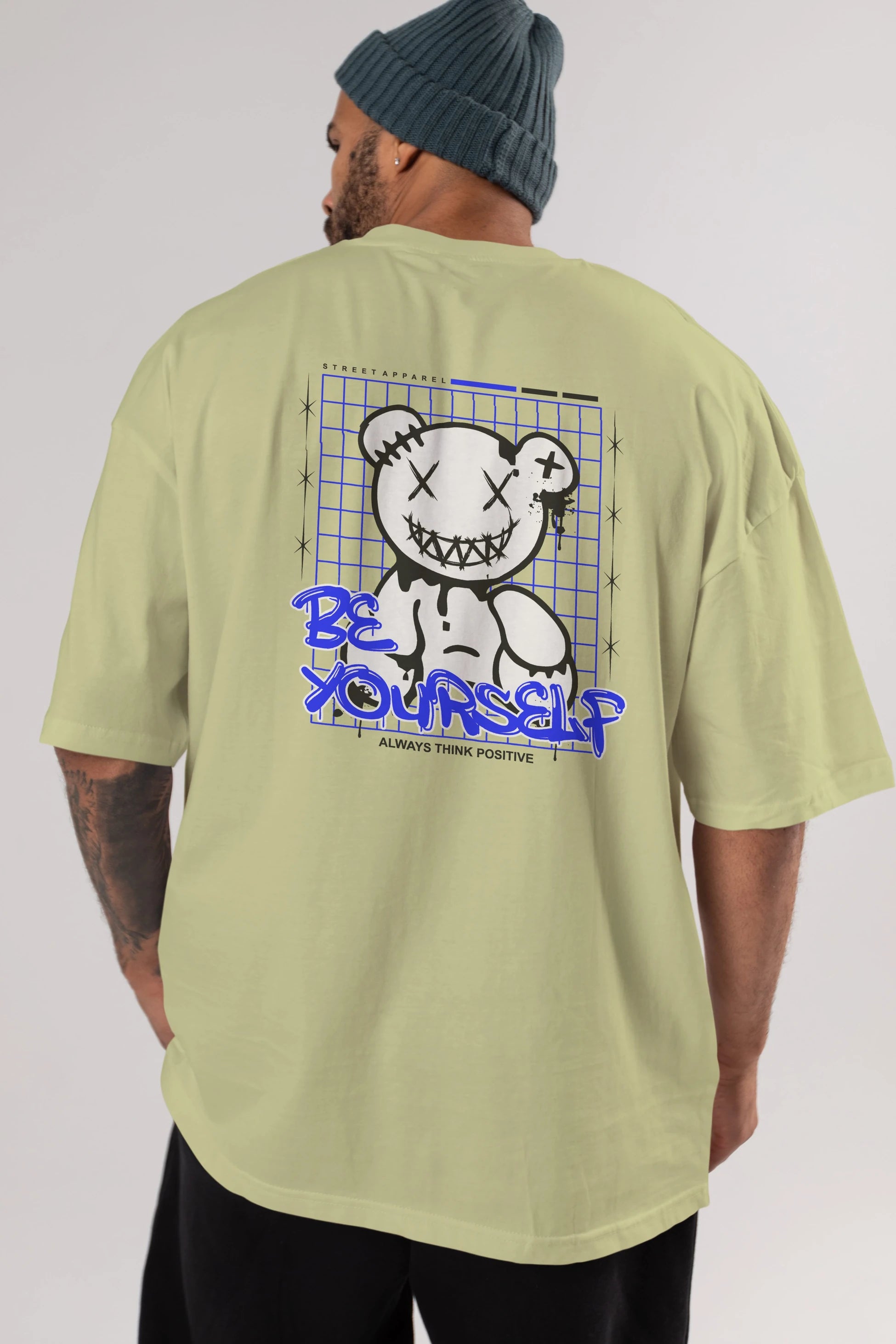 Teddy Bear Be Yourself Arka Baskılı Oversize t-shirt Erkek Kadın Unisex