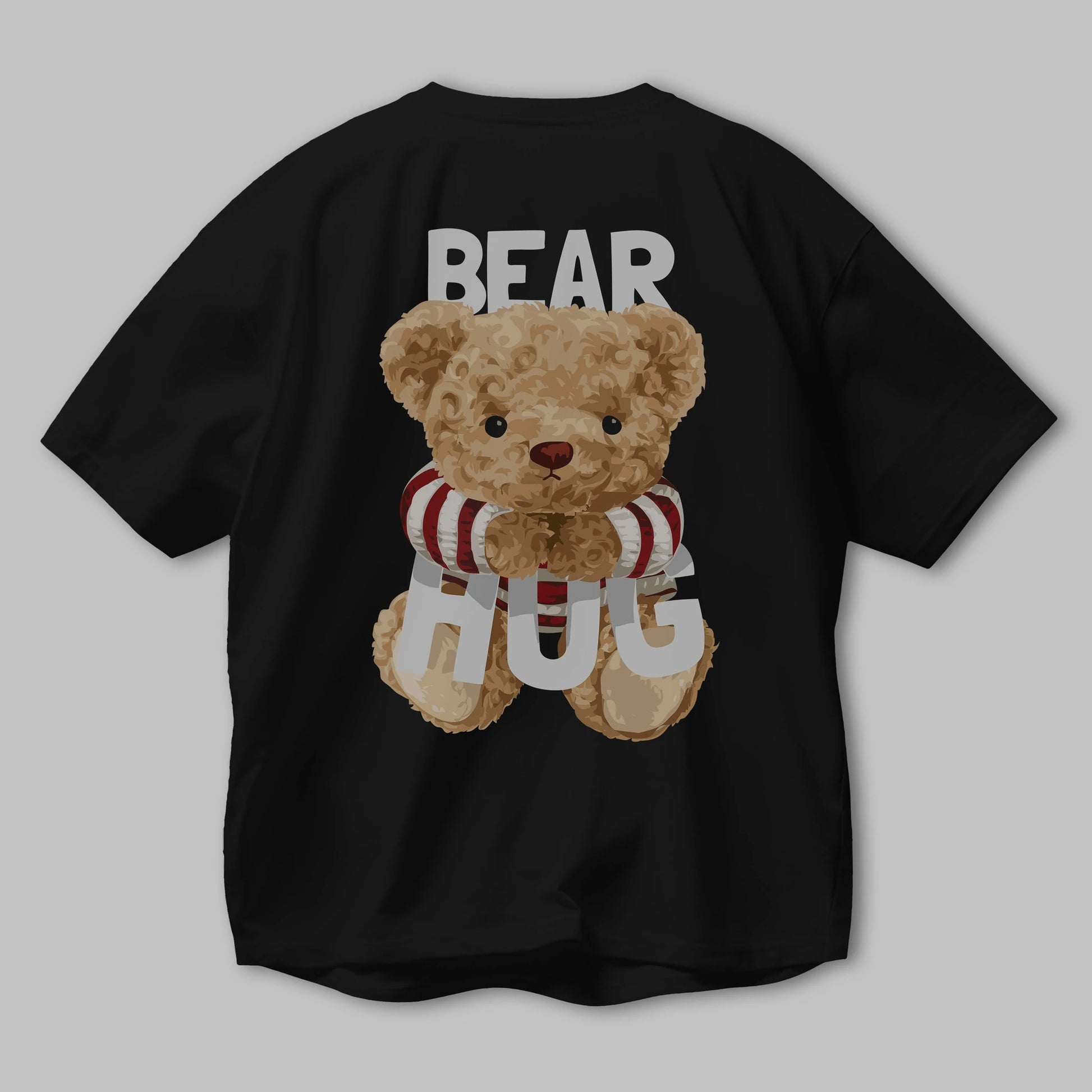 Teddy Bear Hug Arka Baskılı Oversize t-shirt Erkek Kadın Unisex %100 Pamuk