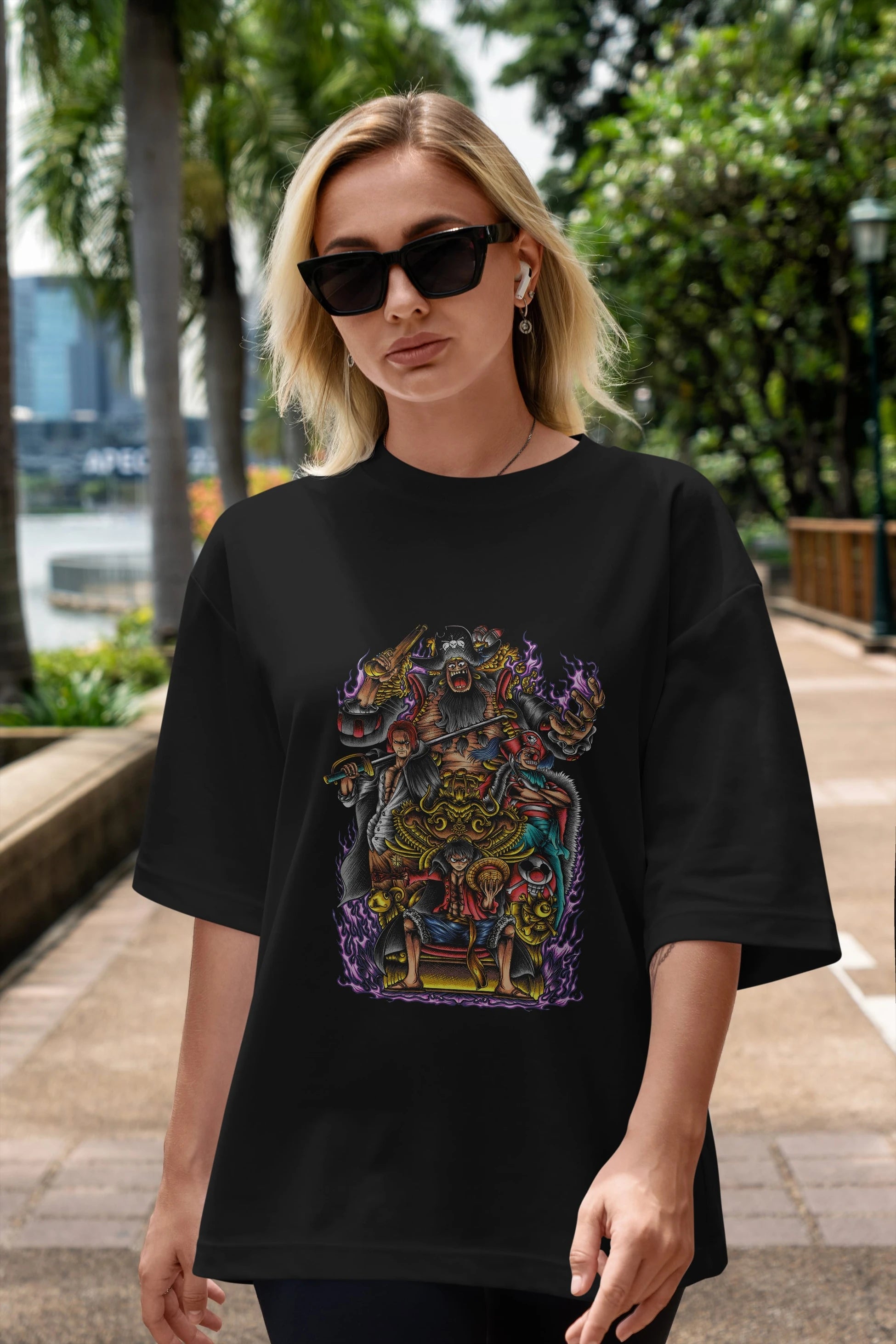 ONE PIECE (8) Anime Ön Baskılı Oversize t-shirt %100 pamuk Erkek Kadın Unisex