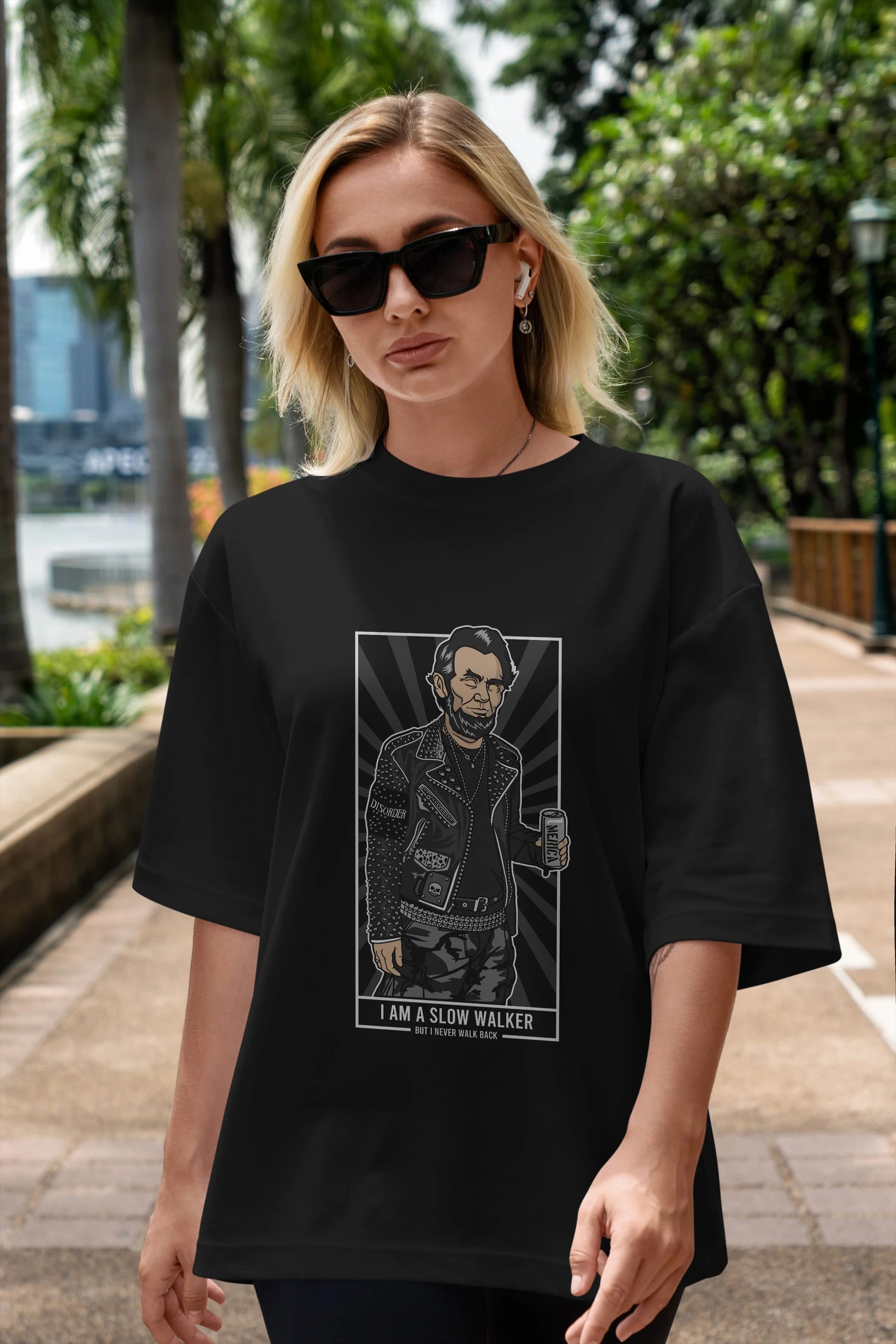 Lincoln Street Punk Ön Baskılı Oversize t-shirt Erkek Kadın Unisex %100 Pamuk tişort