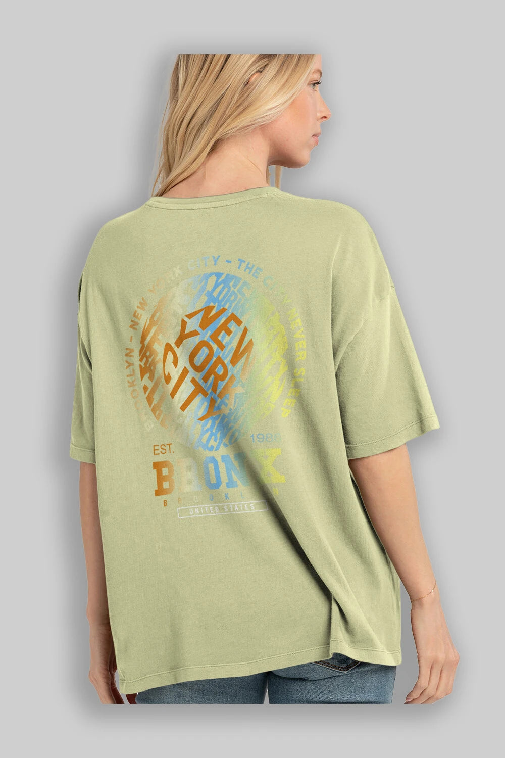Brooklyn and New York City Arka Baskılı Oversize t-shirt Erkek Kadın Unisex