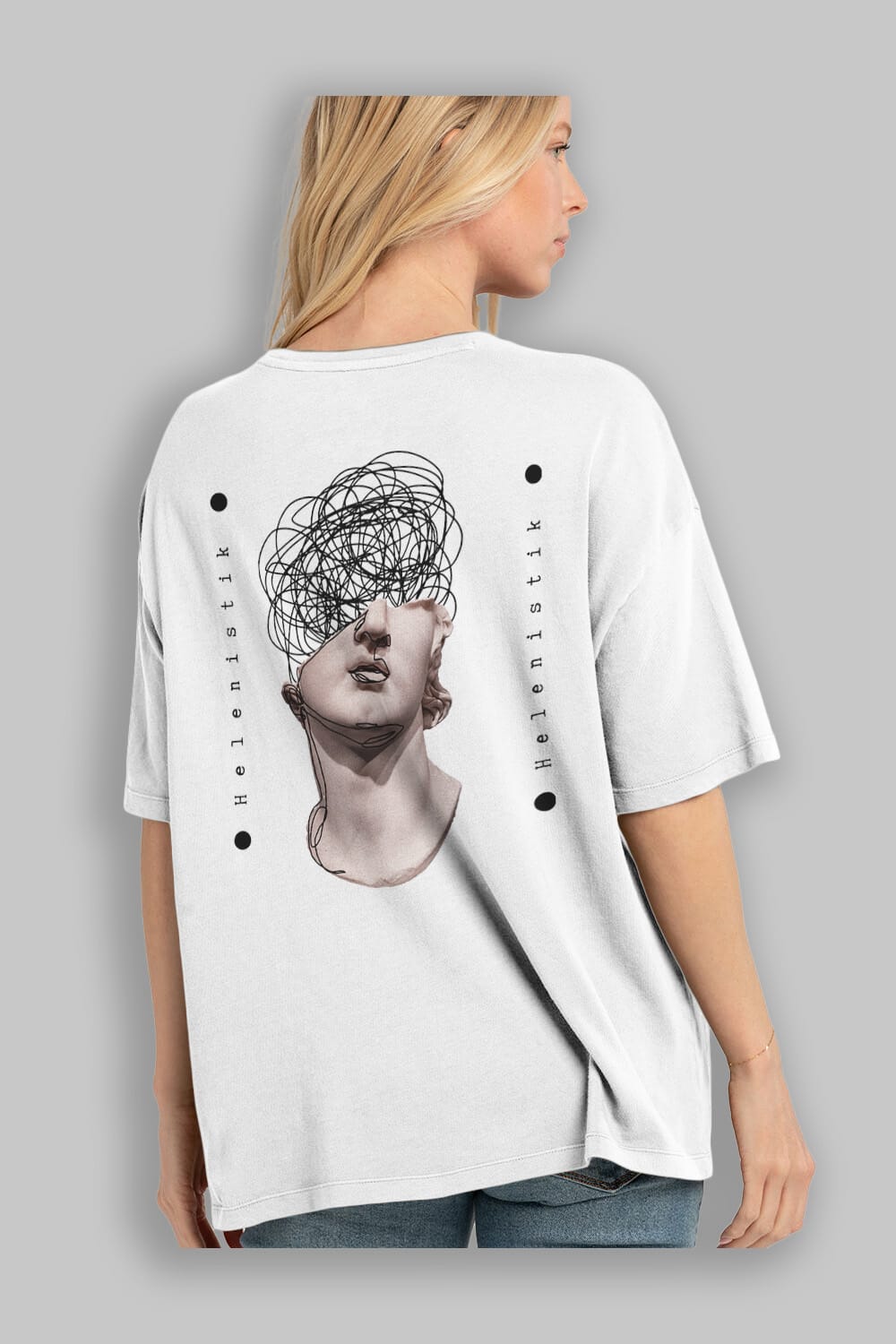 Heykel 2 Arka Baskılı Oversize t-shirt Erkek Kadın Unisex