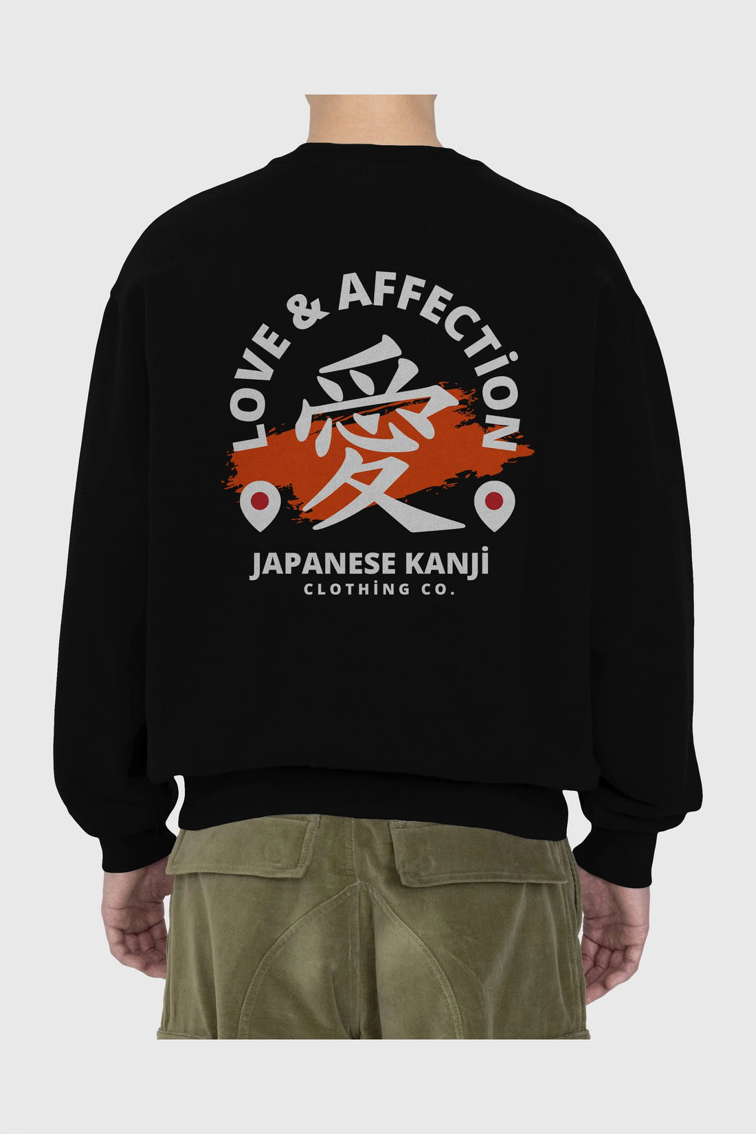 Love Affection Japanese Yazılı Arka Baskılı Oversize Sweatshirt Erkek Kadın Unisex