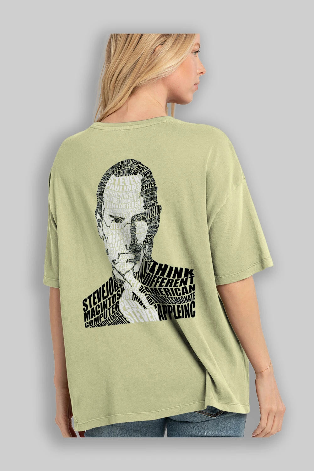 Steve Jobs Calligram Arka Baskılı Oversize t-shirt %100 pamuk Erkek Kadın Unisex