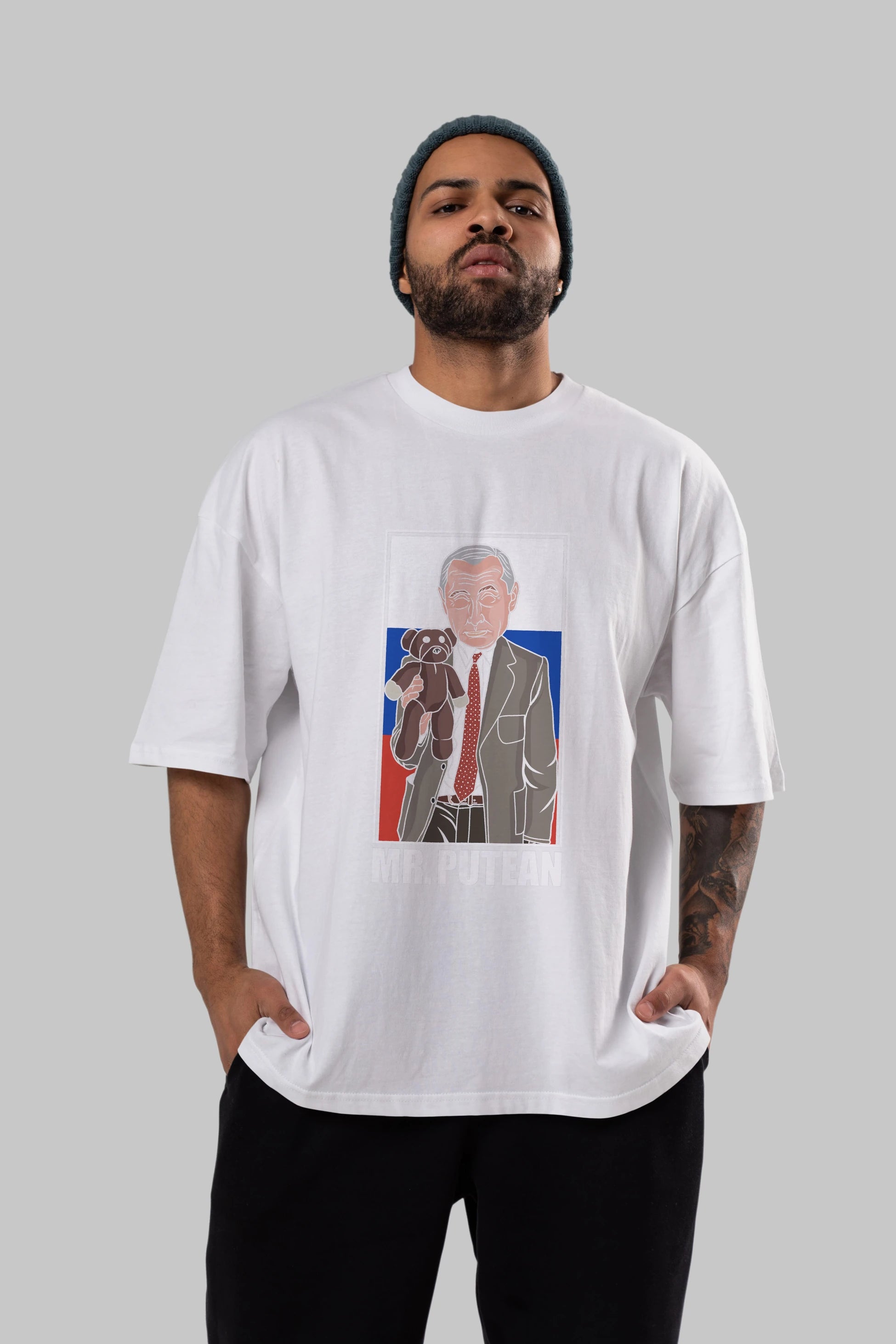 Mr Putean Ön Baskılı Oversize t-shirt Erkek Kadın Unisex %100 Pamuk tişort